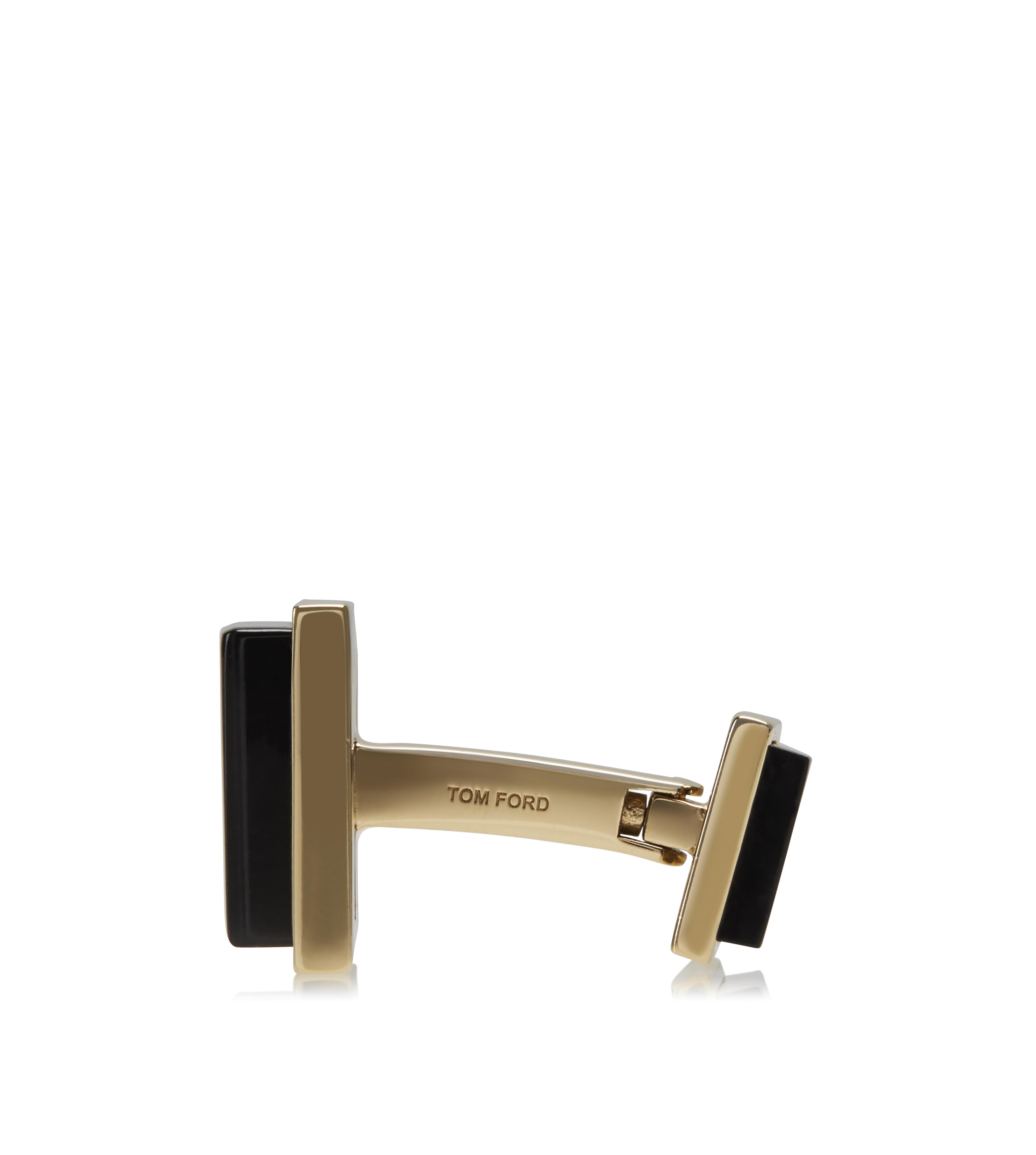 GOLD AND ONYX SQUARE CUFFLINKS - 3