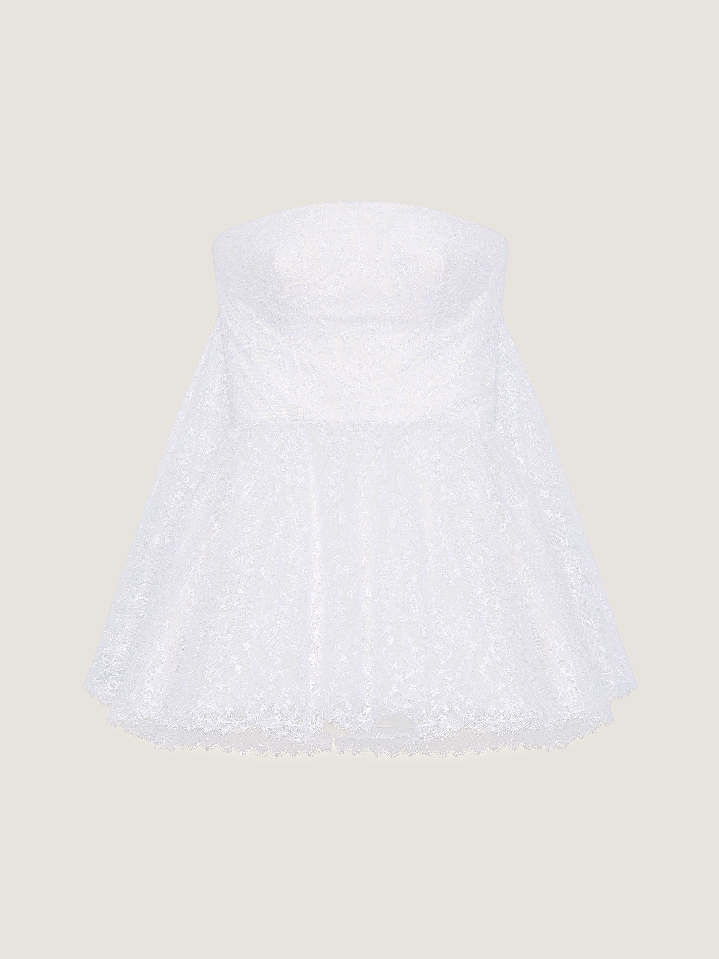 BUSTIER CAPE BACK DRESS IN LACE - 1