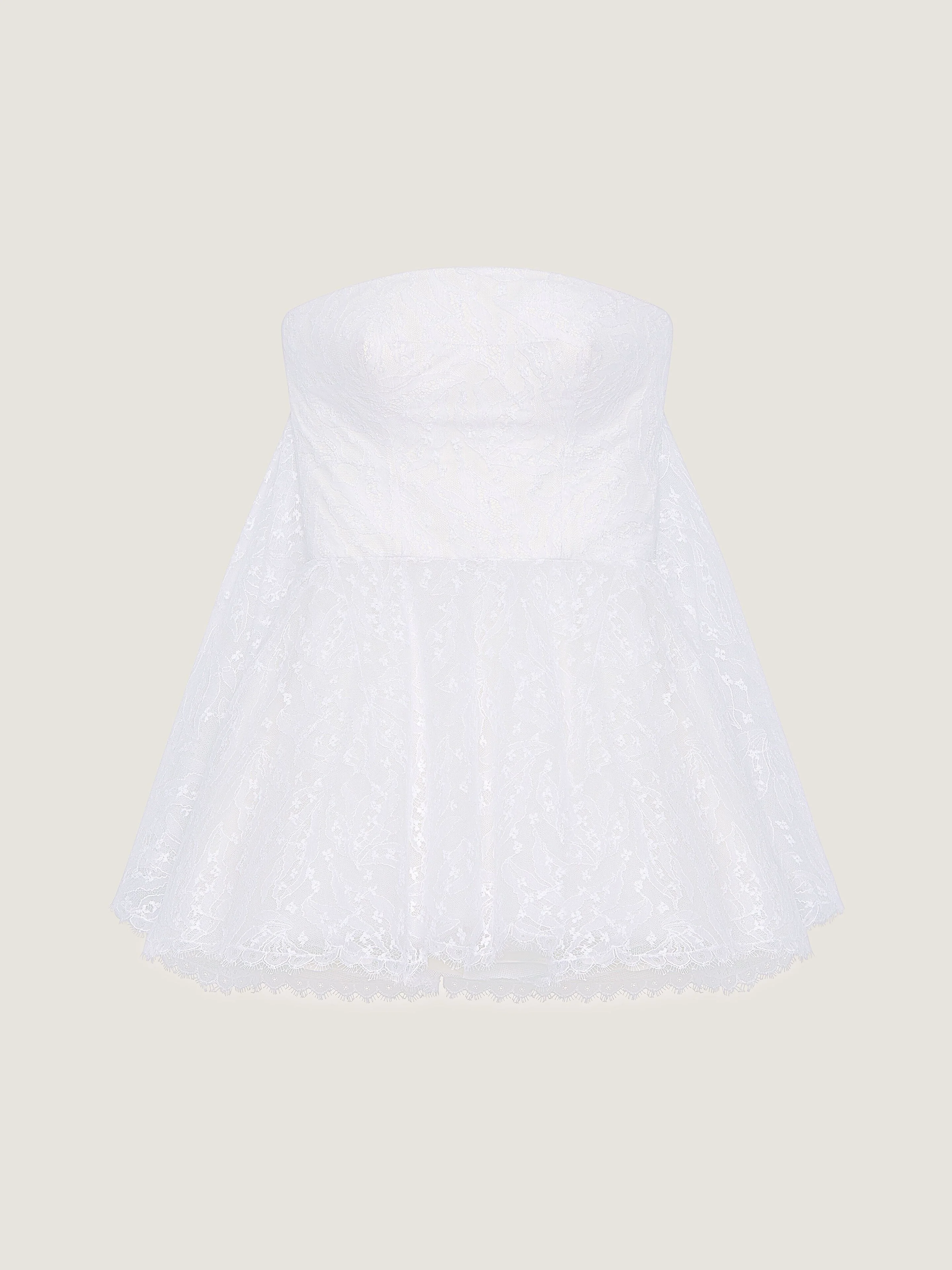 BUSTIER CAPE BACK DRESS IN LACE - 1