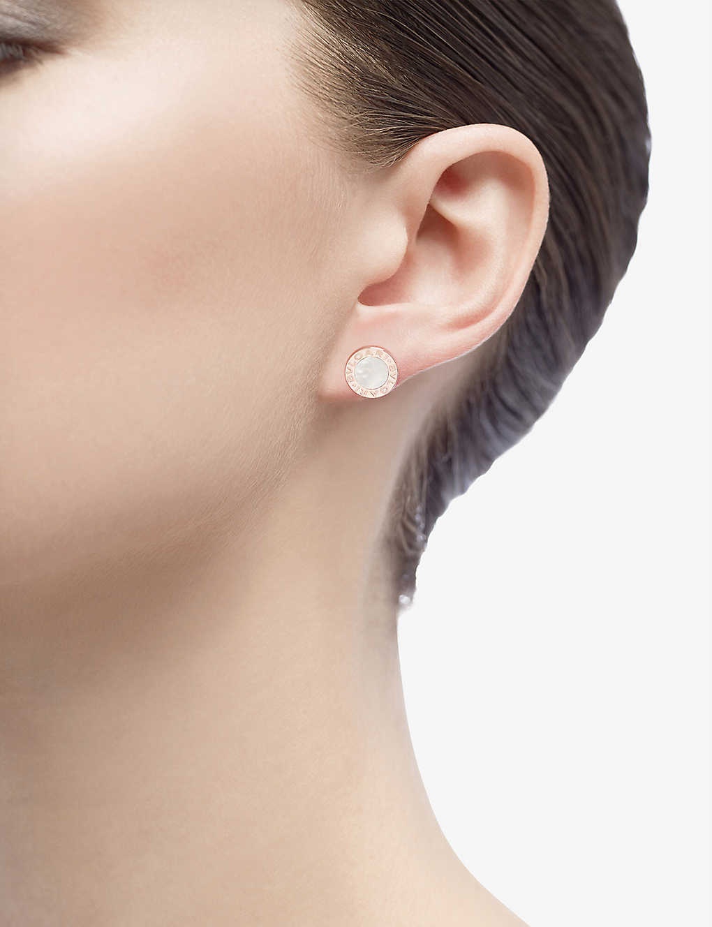 Bvlgari Bvlgari 18ct rose-gold and mother of pearl single stud earring - 3