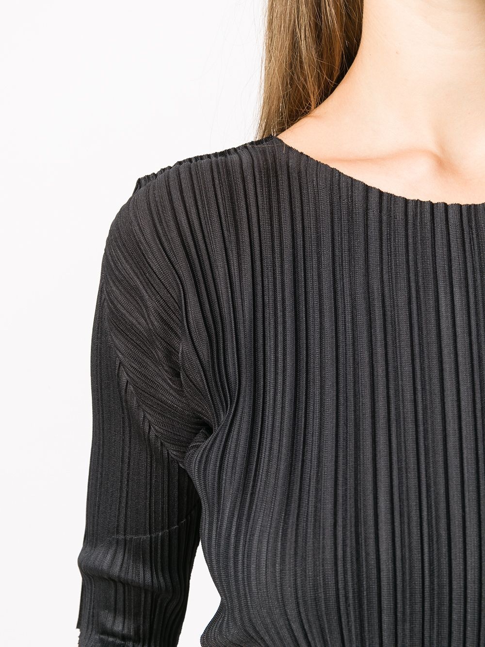 pleated cropped sleeve top - 5