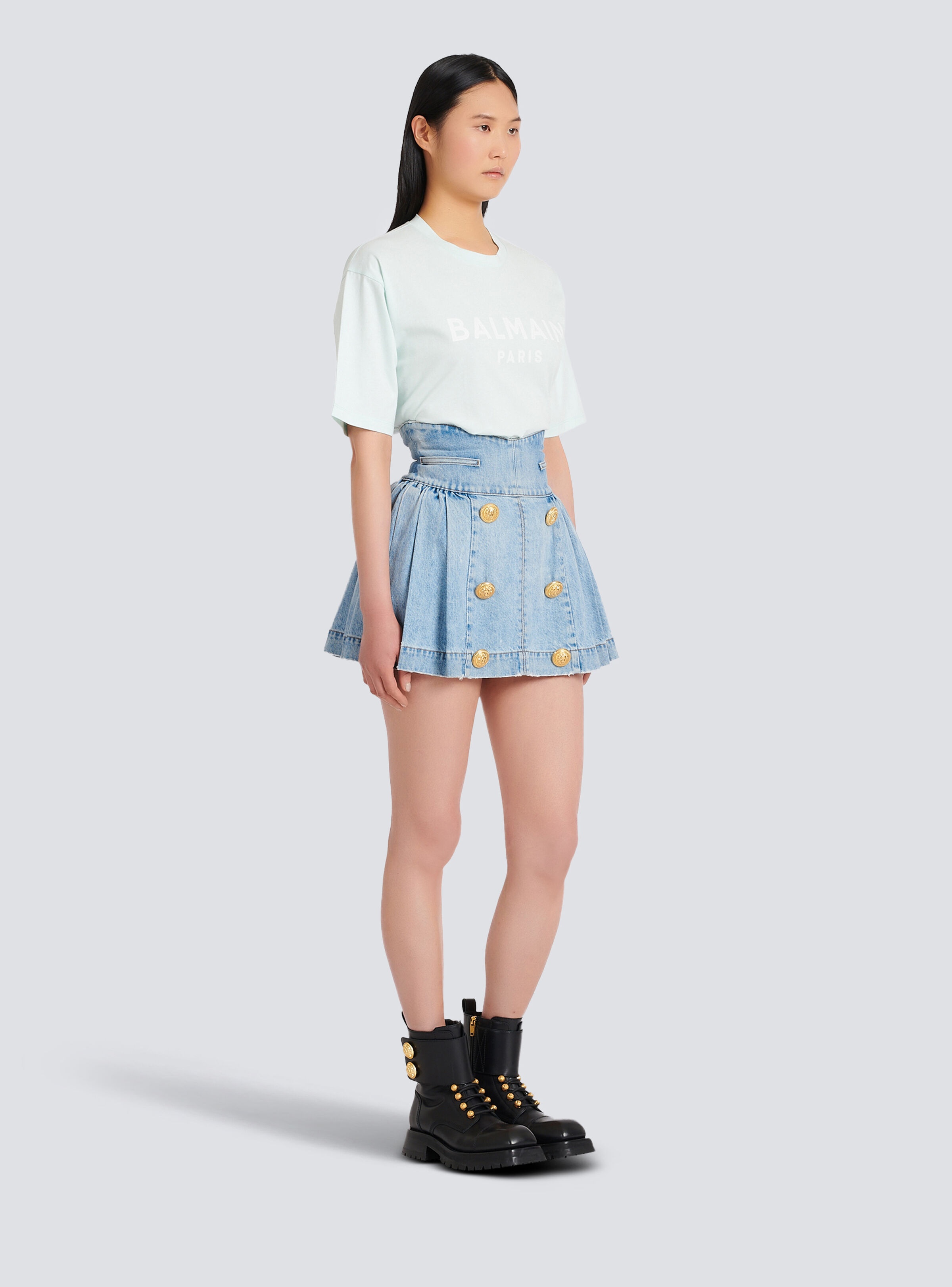 Denim high-waisted skirt - 5