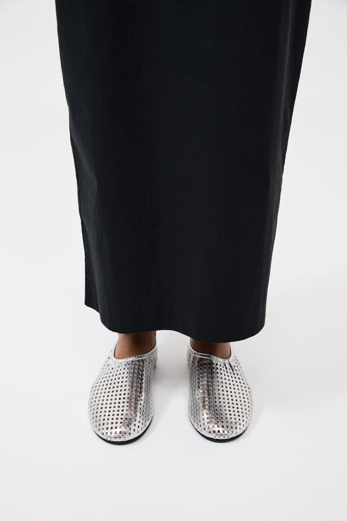 Perforated Ballet Flat - Silver - 3