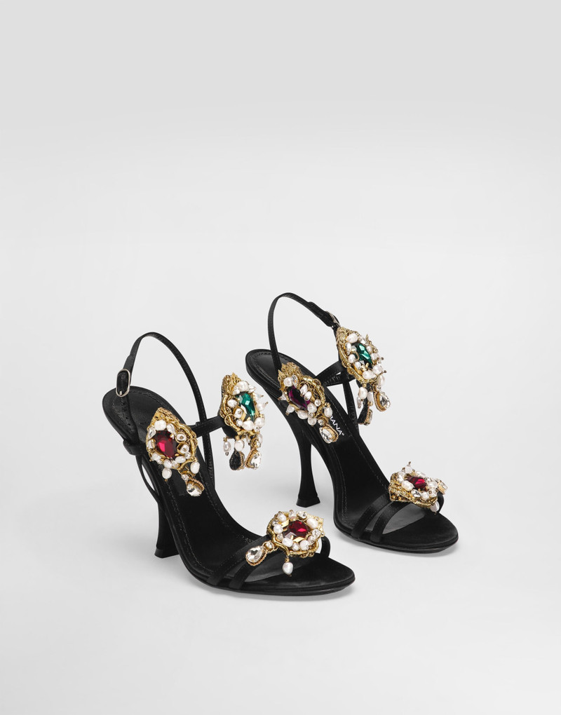 Satin sandals with embroidery 2