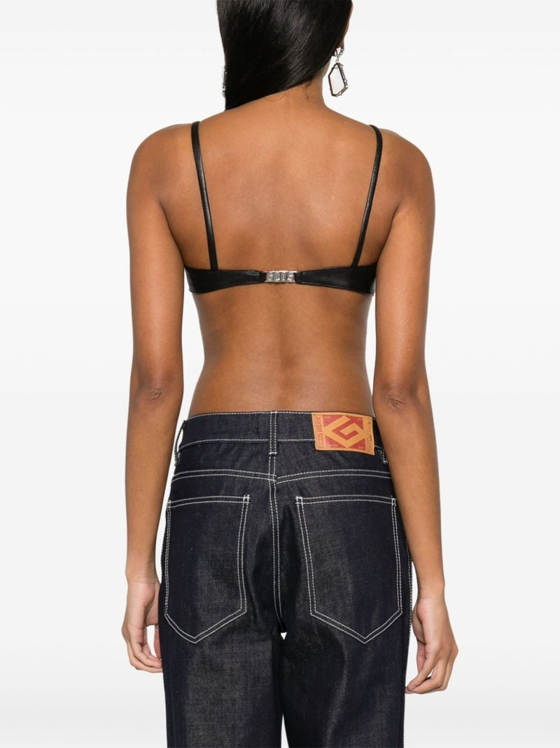 logo-plaque leather bralette 4