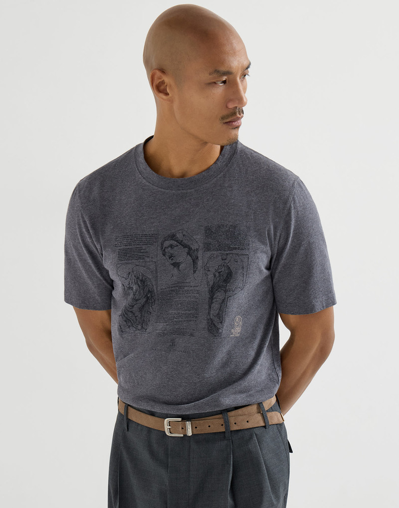 Cotton jersey crew neck T-shirt with print 5