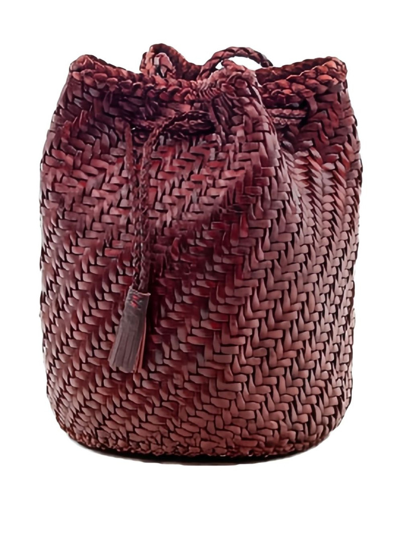 DRAGON DIFFUSION Pompom woven-tassel bucket bag outlook
