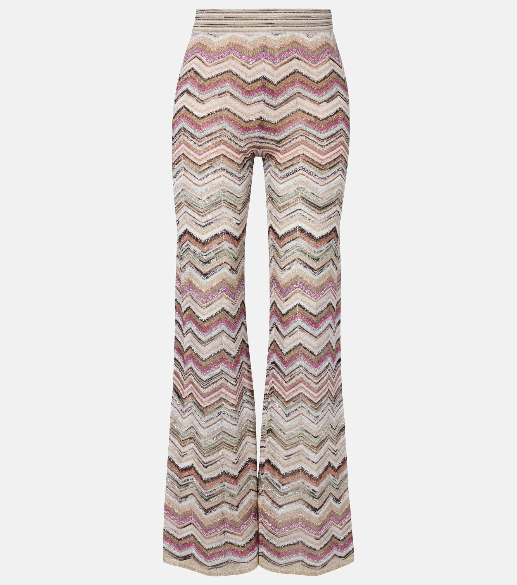 Zigzag lamé wide-leg pants - 1
