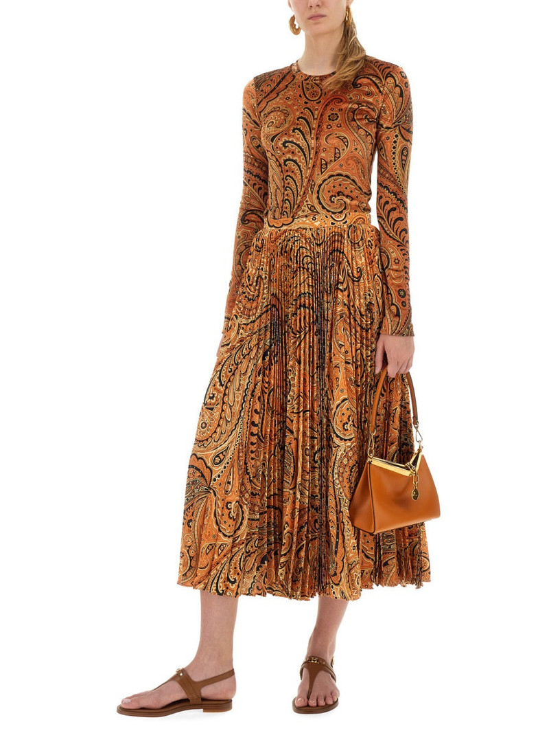 Etro Pleated Sablé Skirt With Print outlook