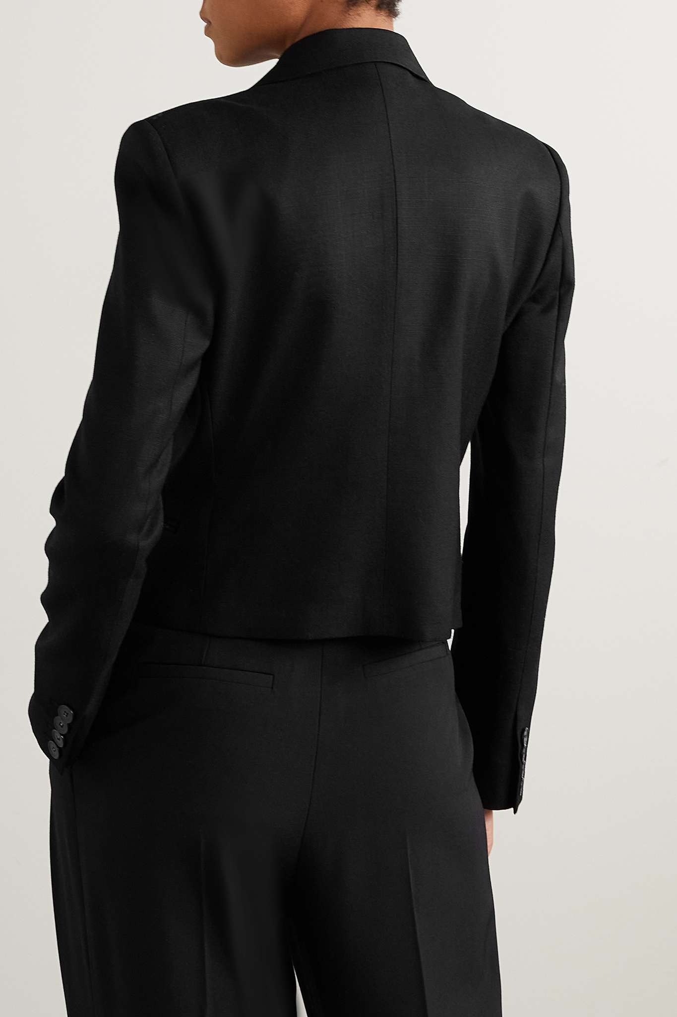 Cropped double-breasted woven blazer - 3