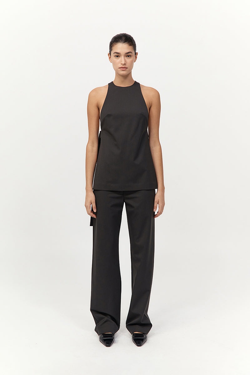 Side Tie Top - Black Olive - 4