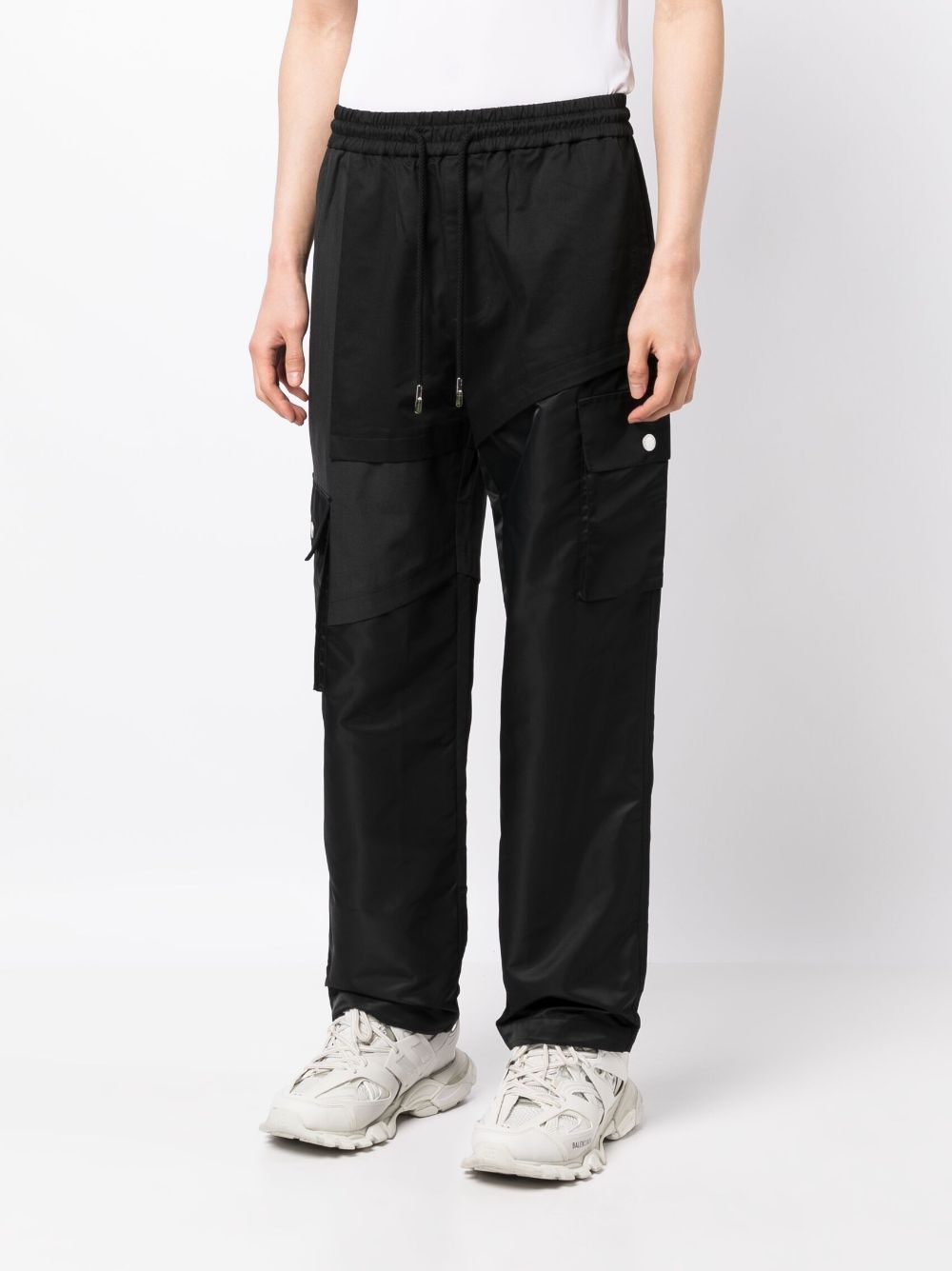 panelled drawstring wide-leg trousers - 3