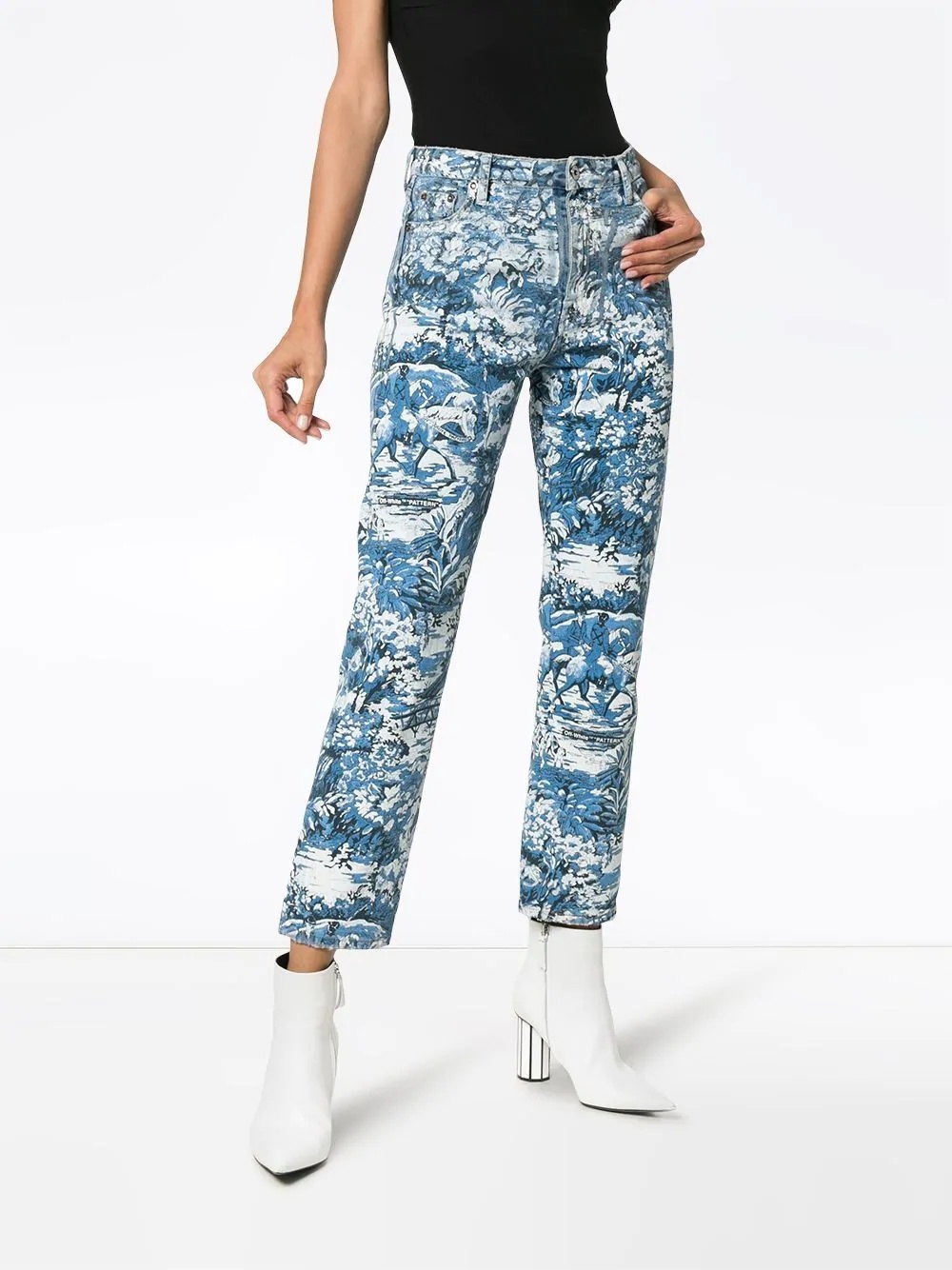 floral-print straight-leg jeans - 3