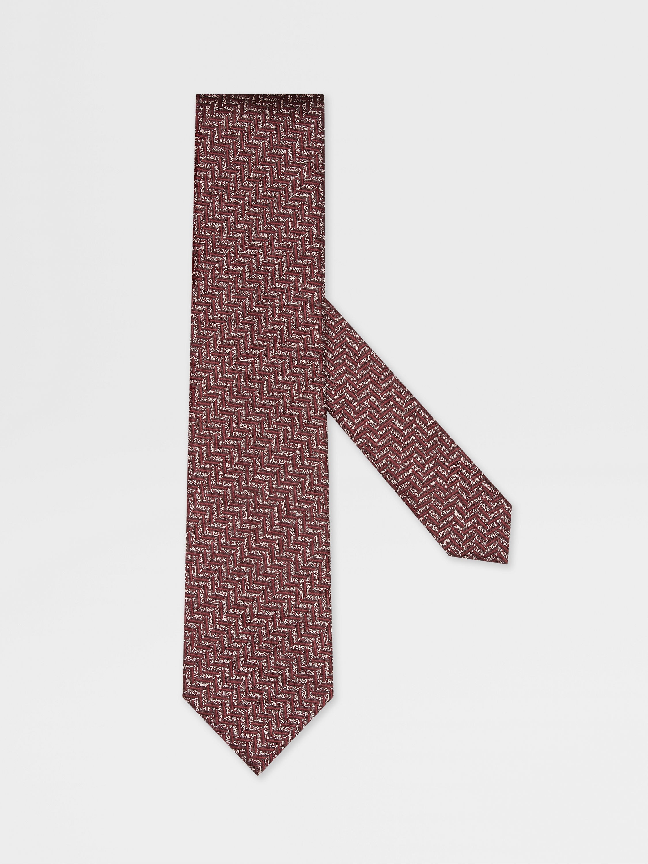 BURGUNDY SILK TIE - 1