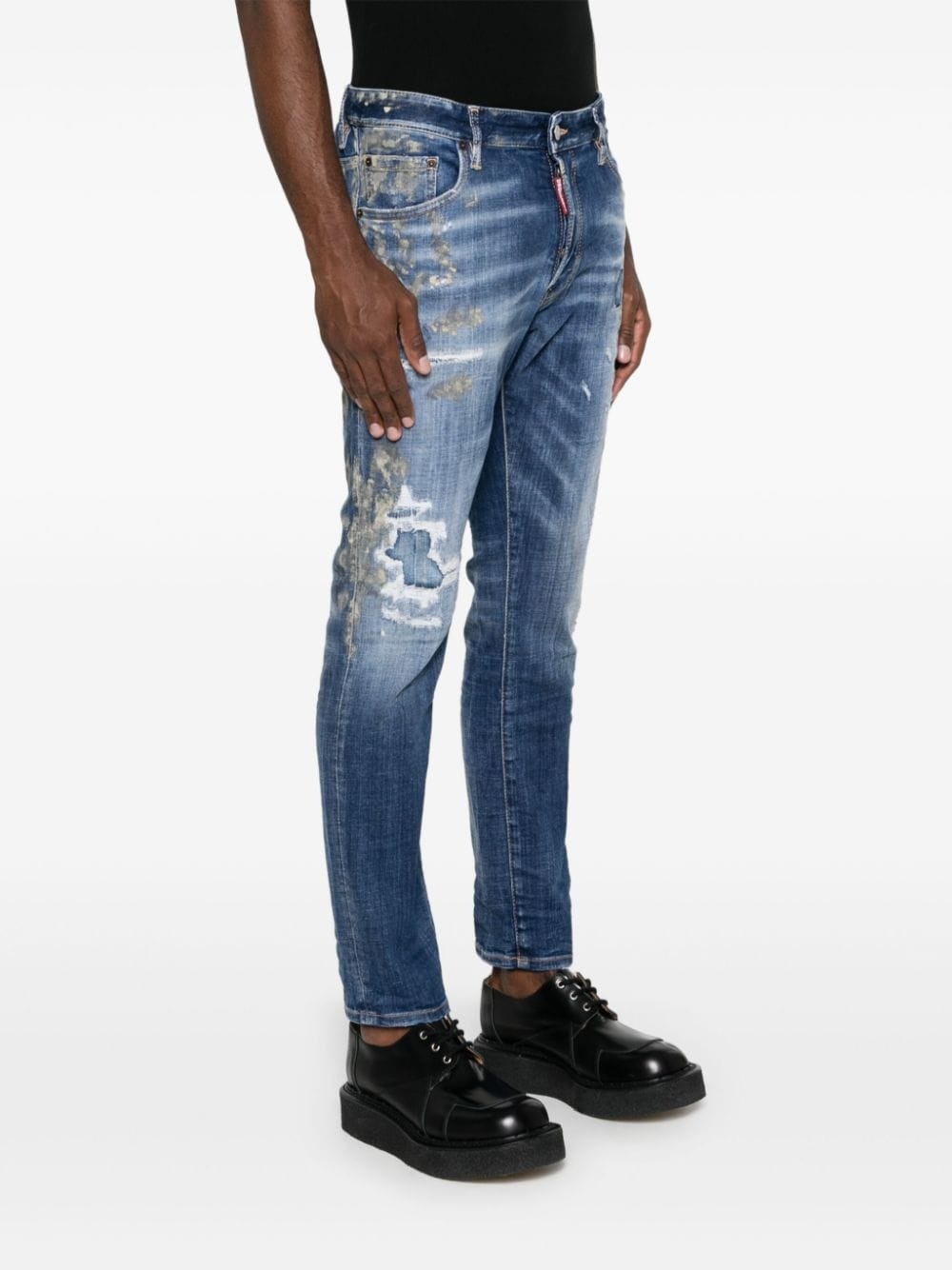 Skater distressed ripped skinny jeans - 3