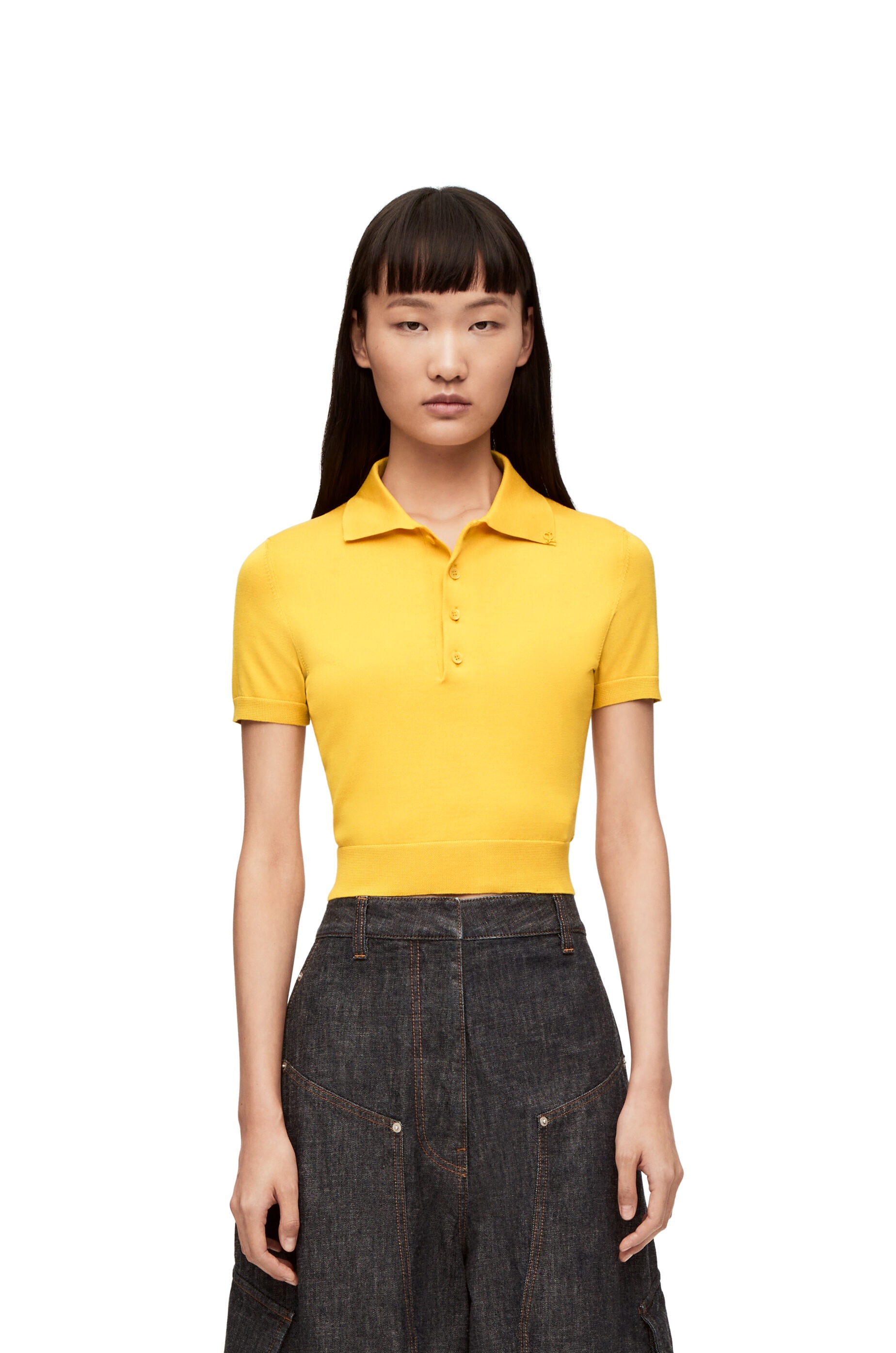 Cropped polo sweater in silk - 3