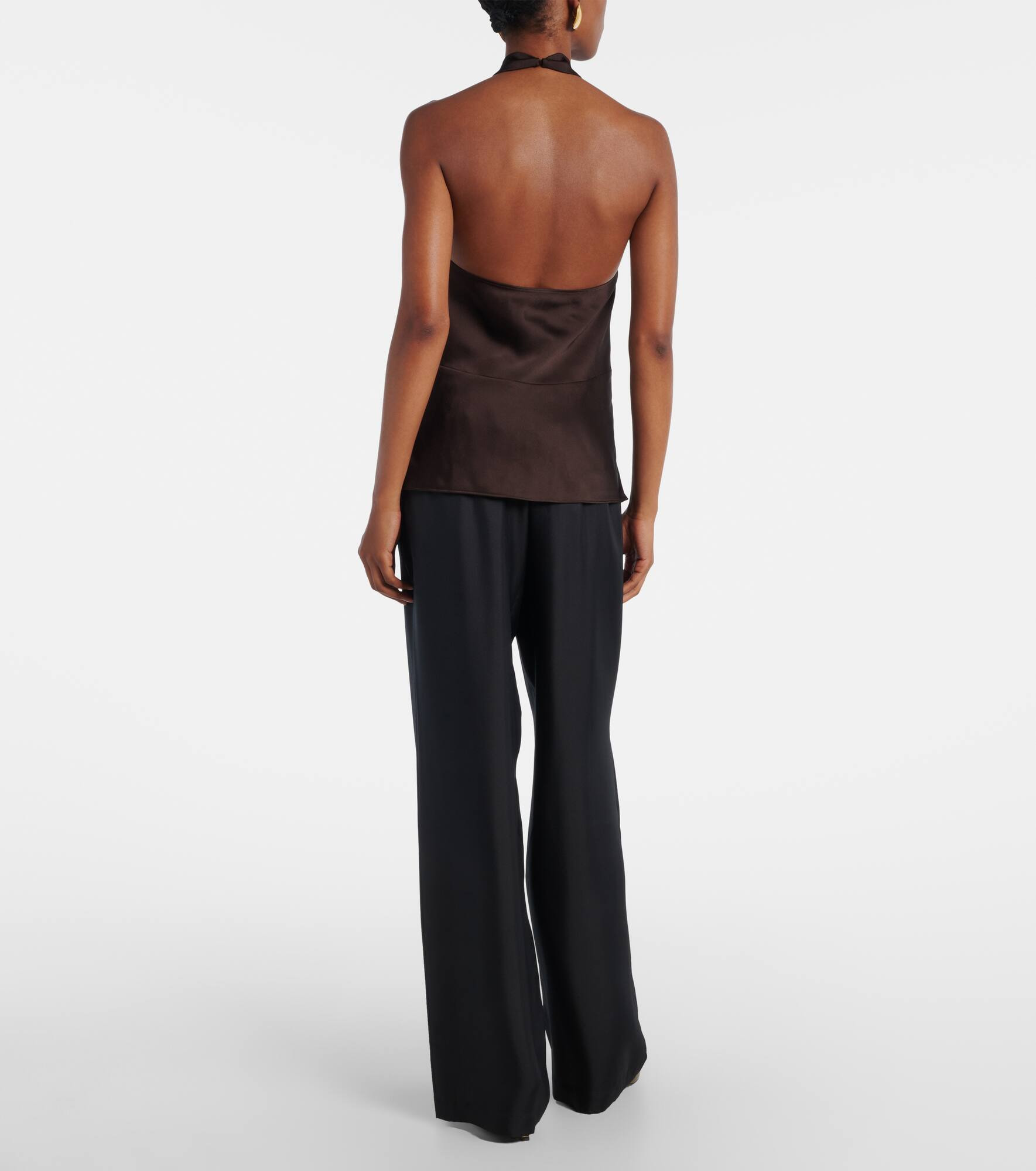 Cutout halterneck satin top - 3