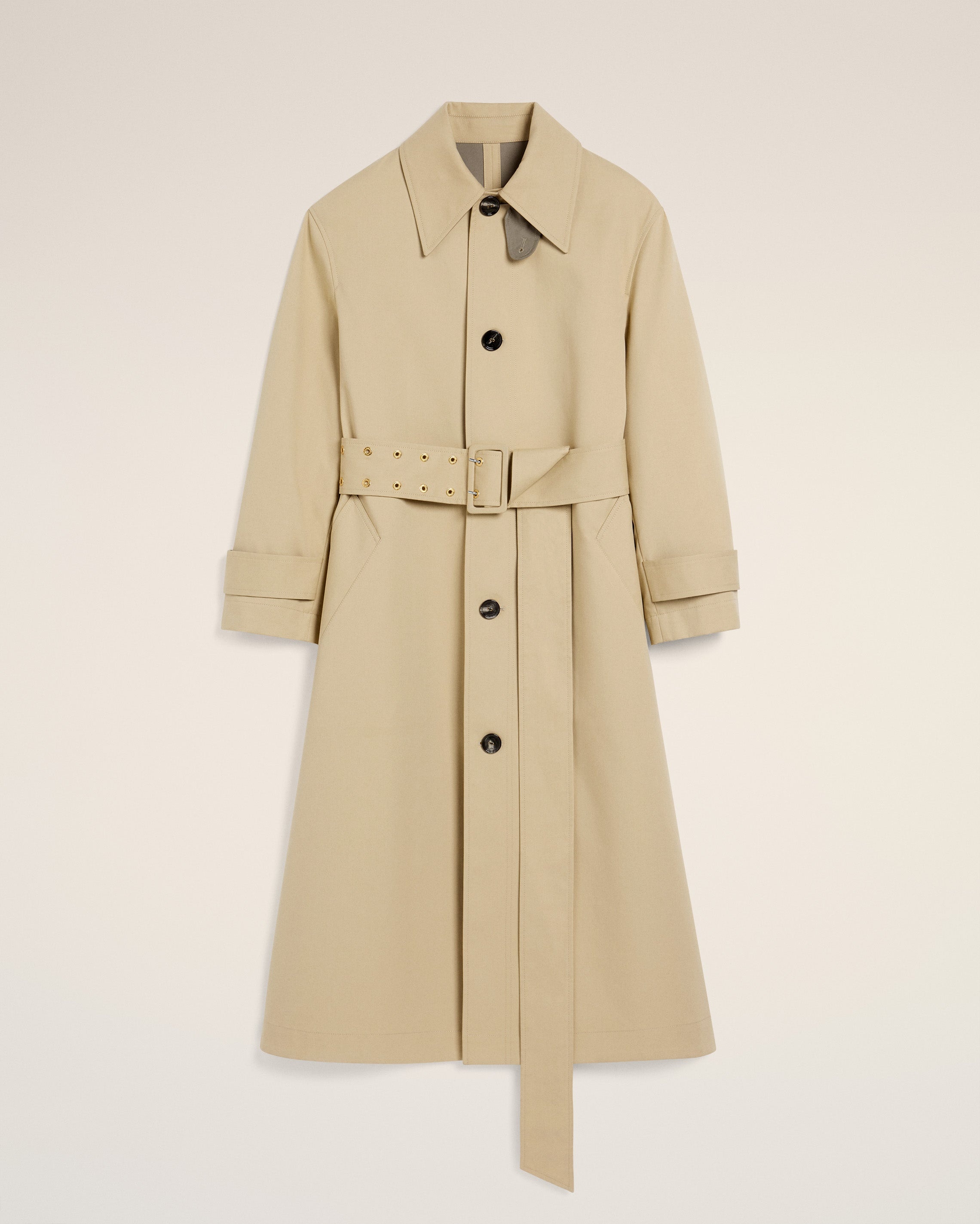 BEIGE COTTON BELTED MAC - 2