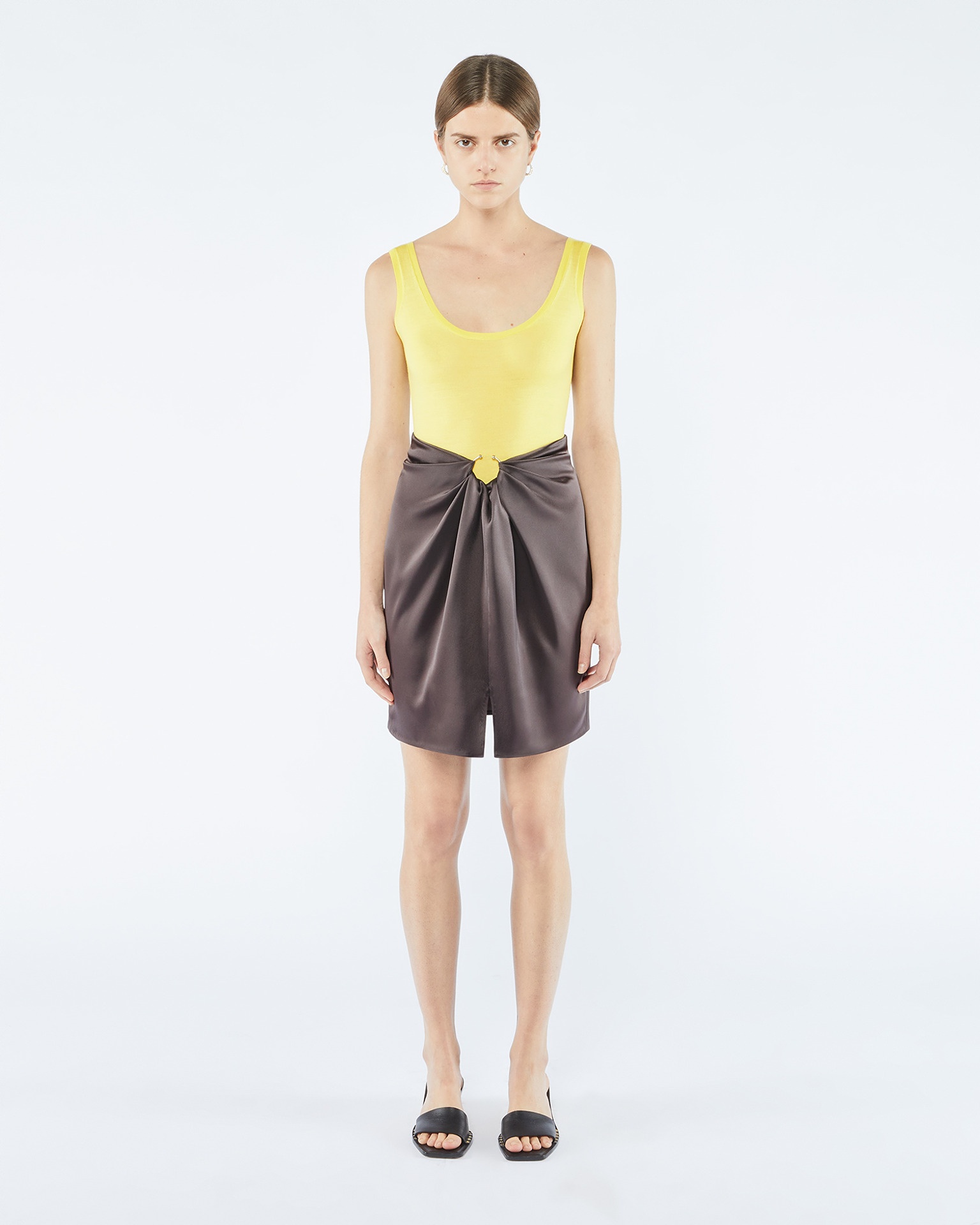 NILLA - Slip satin mini skirt - Coffee bean - 3