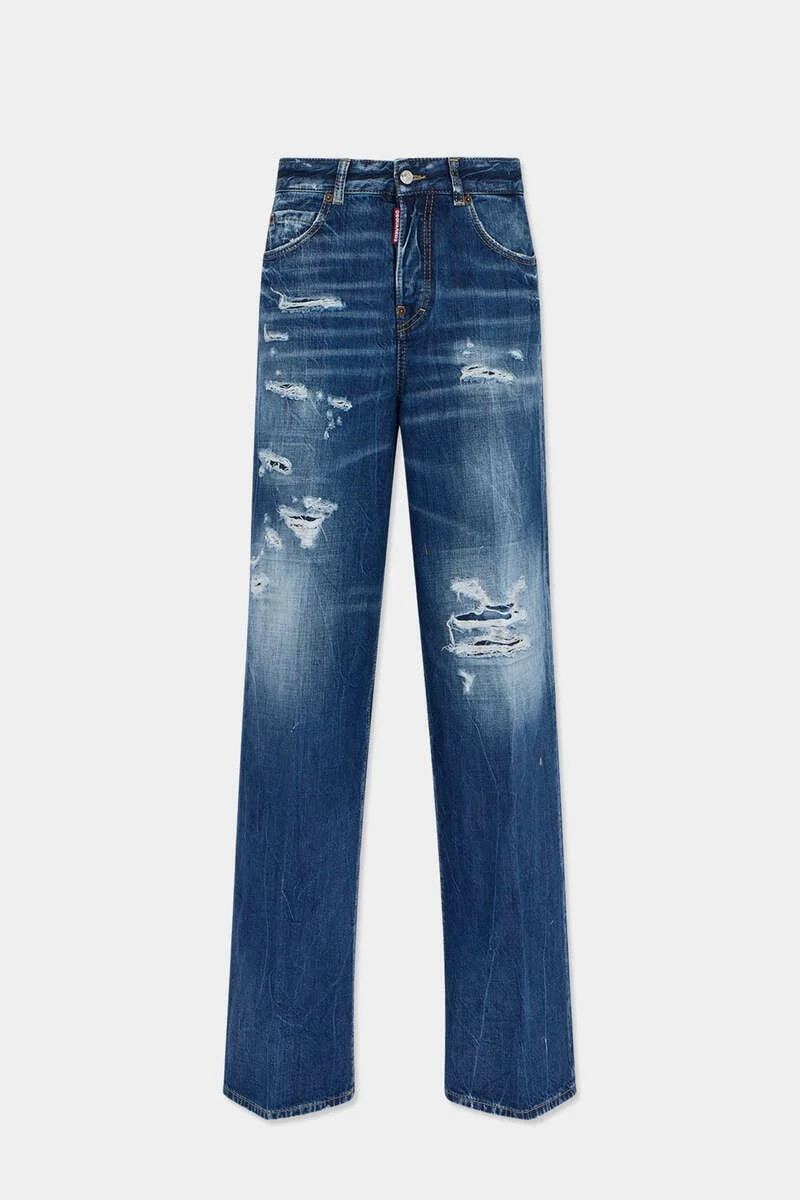 MEDIUM RIPPED WASH BAGGY TRAVELLER JEANS - 1