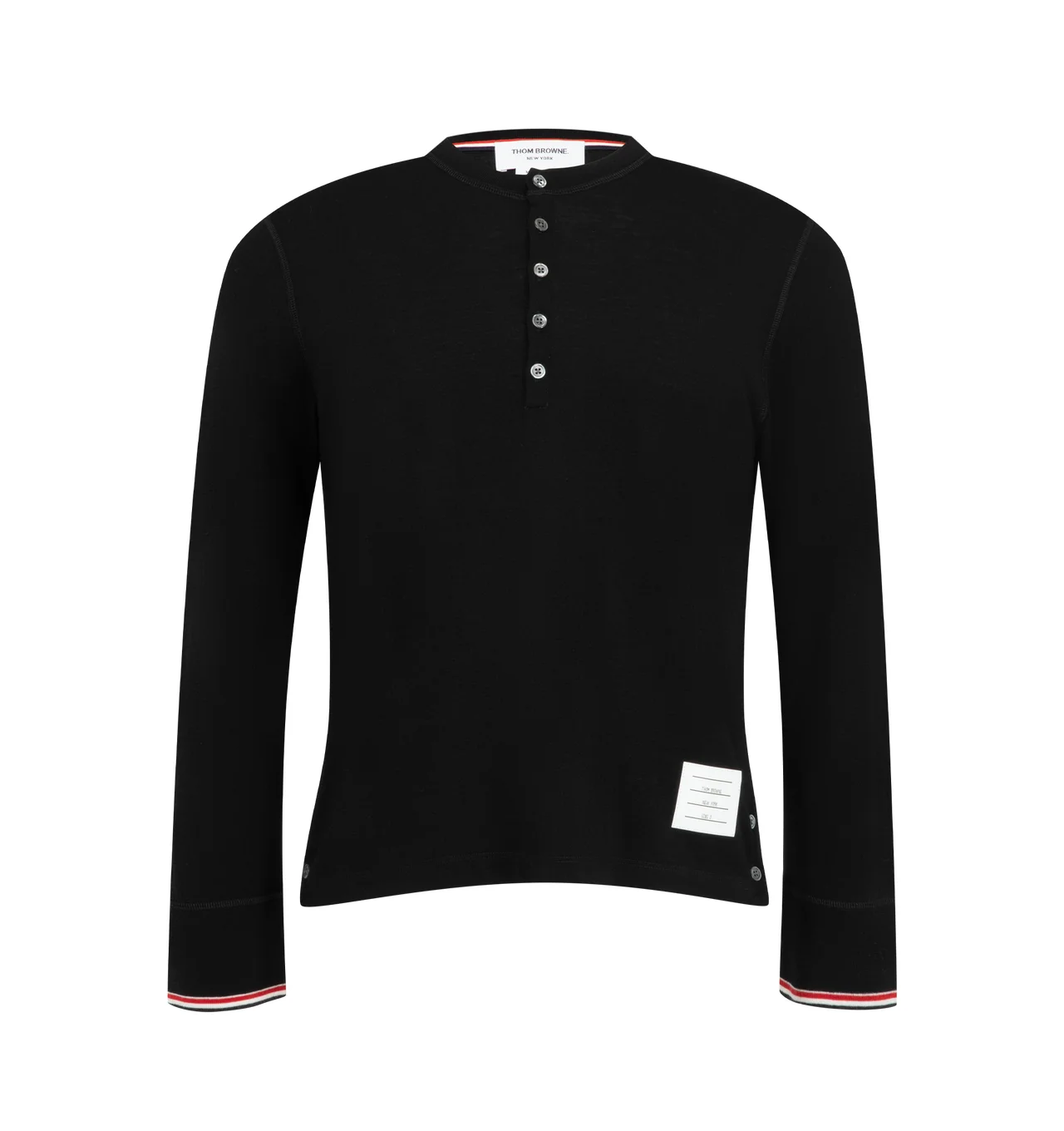 Stripe Wool Jersey Henley Top - 1