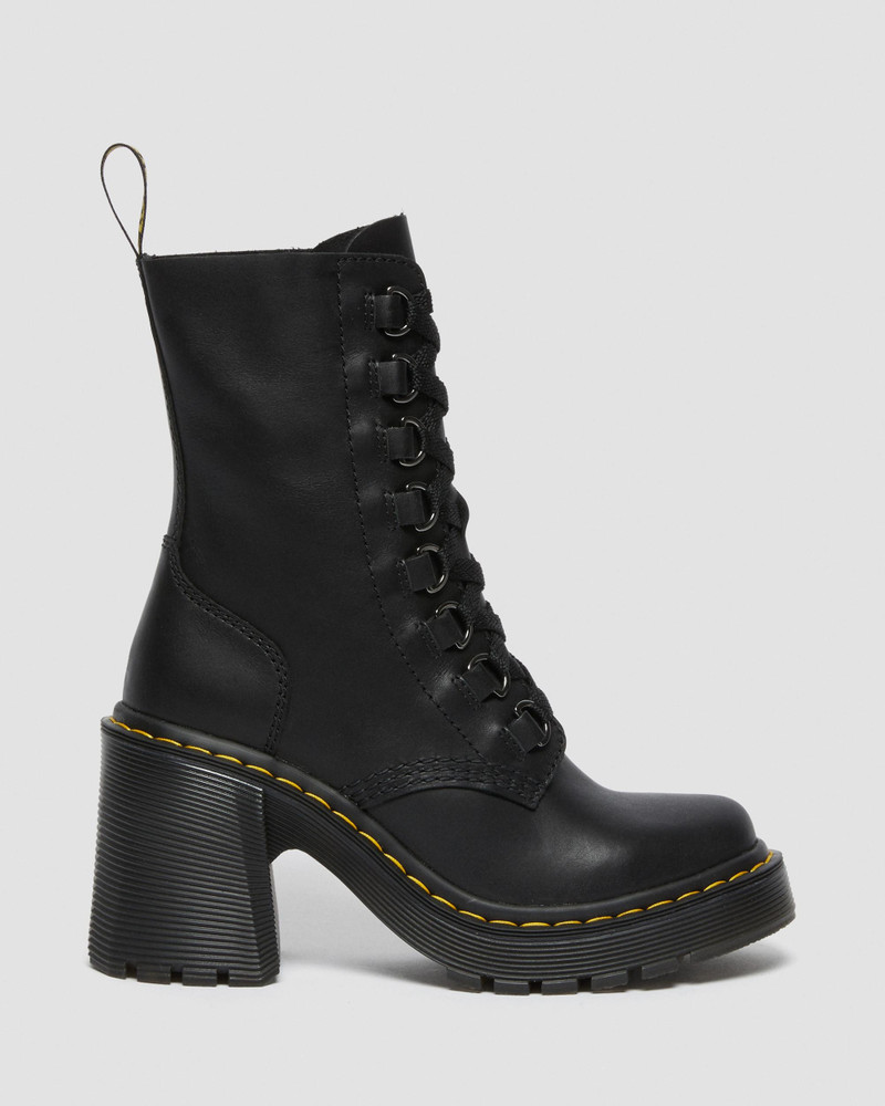 Chesney Leather Flared Heel Lace Up Boots - 1