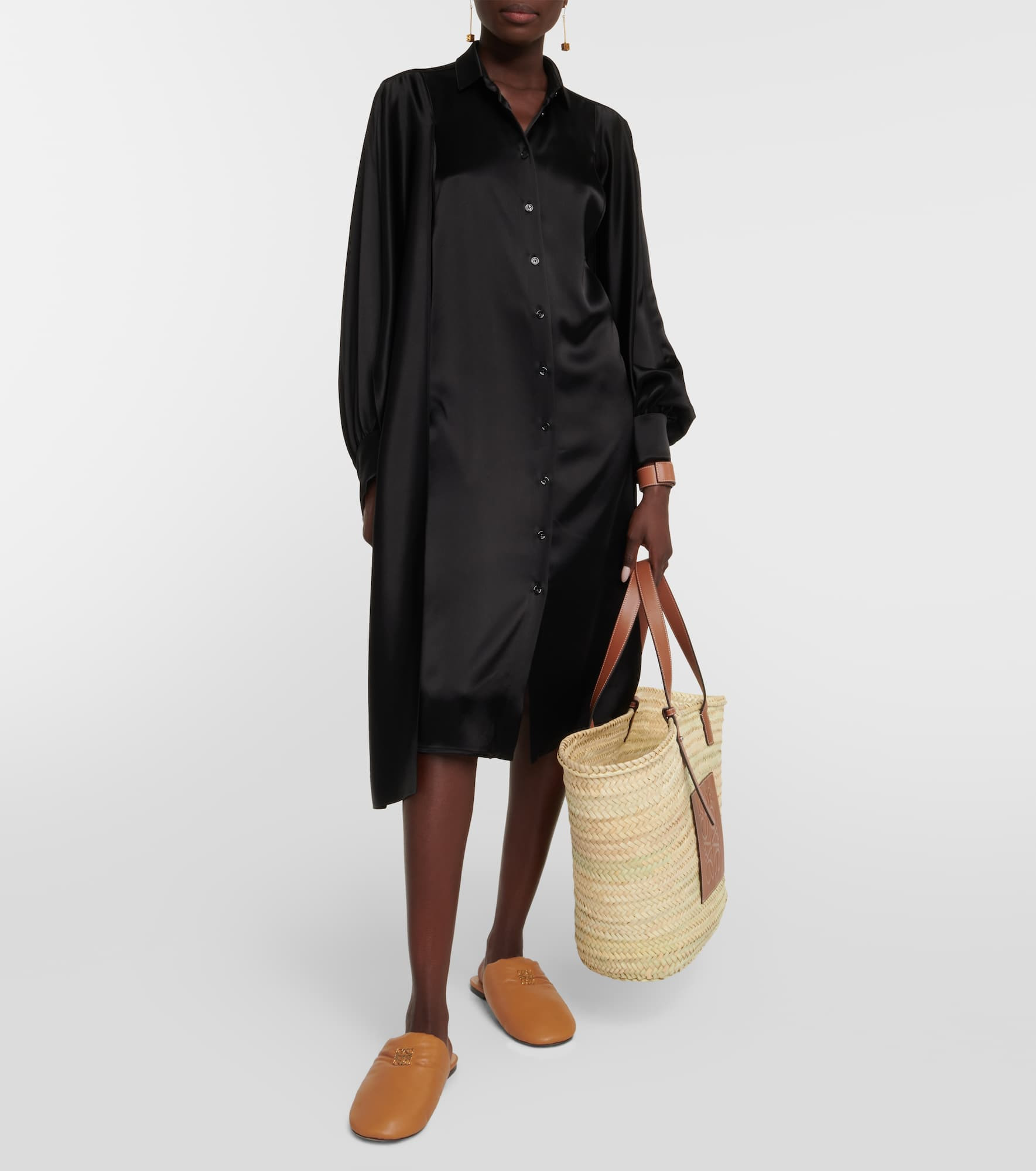 Large leather-trimmed basket tote - 5
