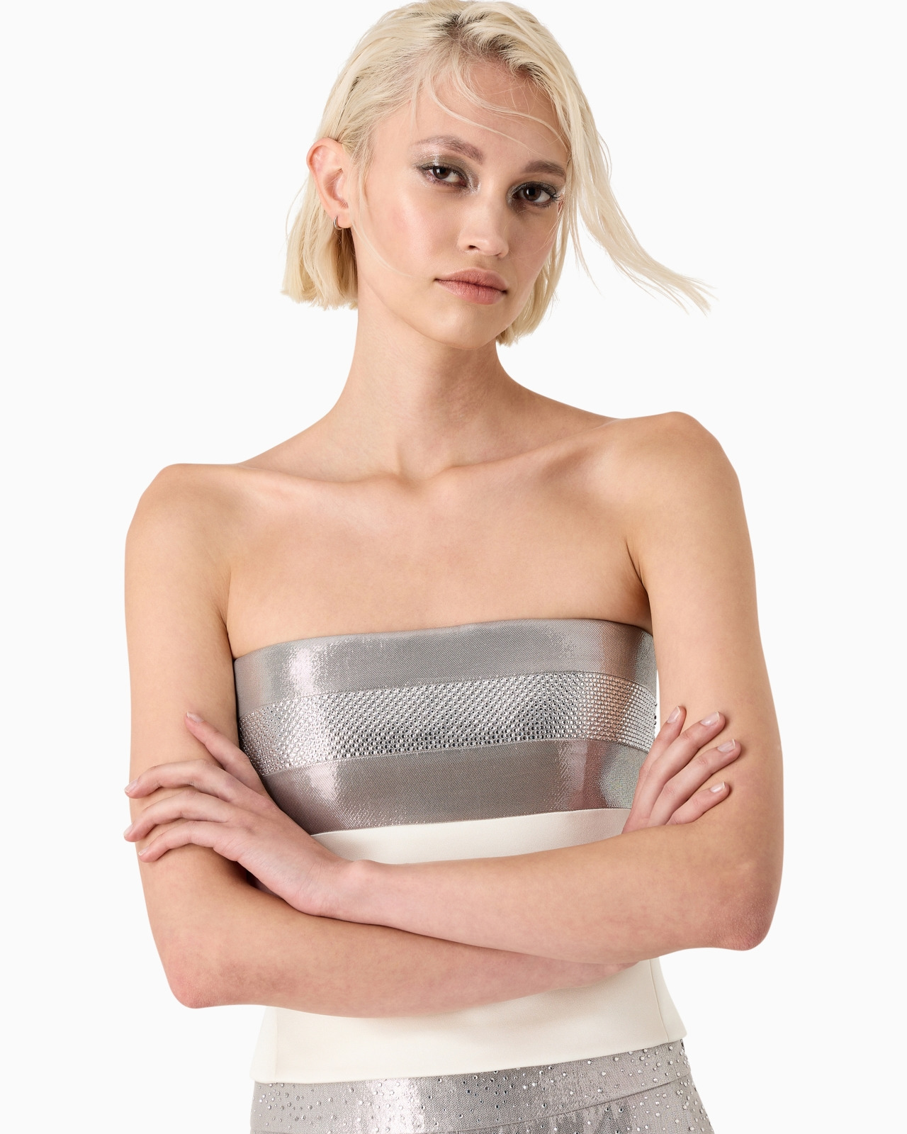 Embroidered bandeau bustier top - 5