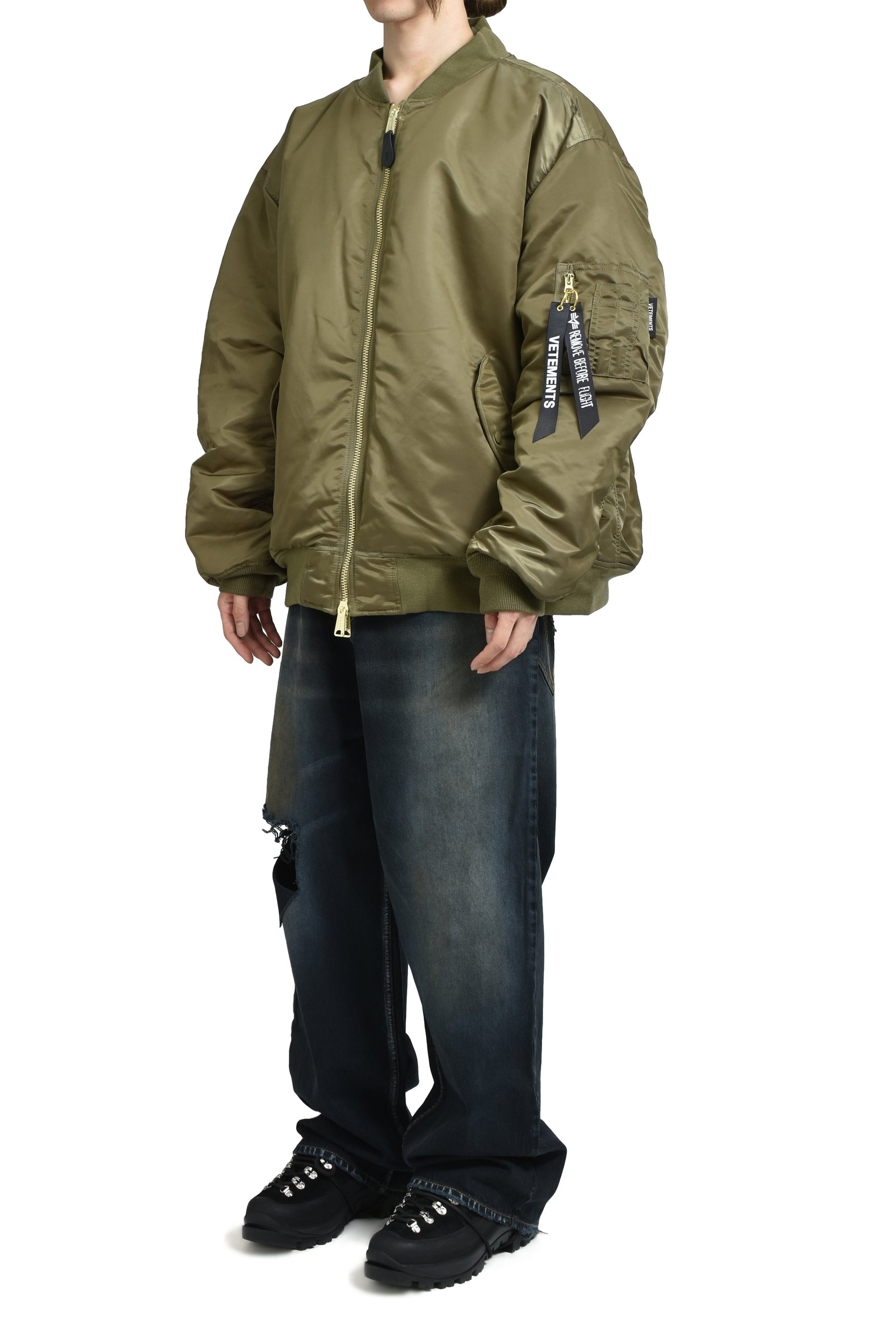 CUT-UP BOMBER JACKET / GRN - 4