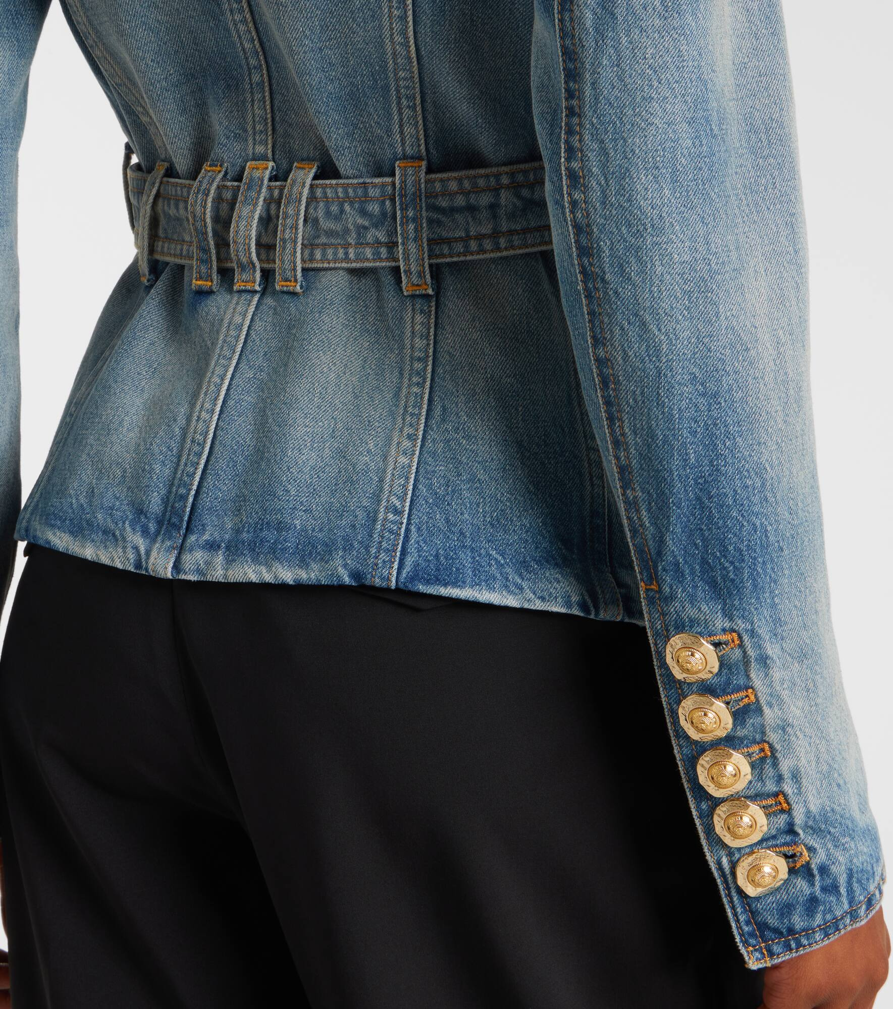 Belted cotton denim jacket - 6