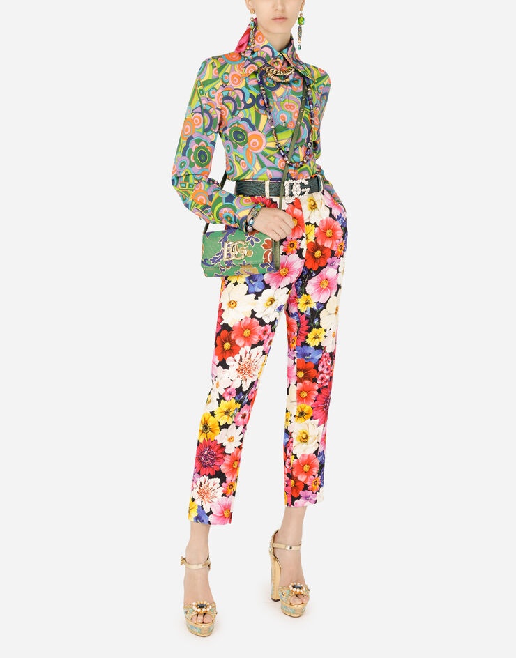 Garden-print brocade pants - 6