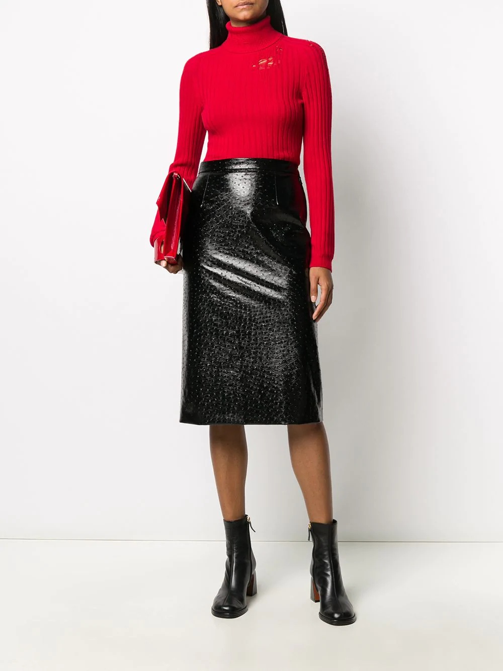 textured-effect midi skirt - 2