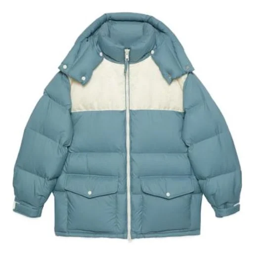 Gucci Nylon Down Jacket With GG Inserts 'Blue Grey' 762558-Z8BNG-1121 - 1