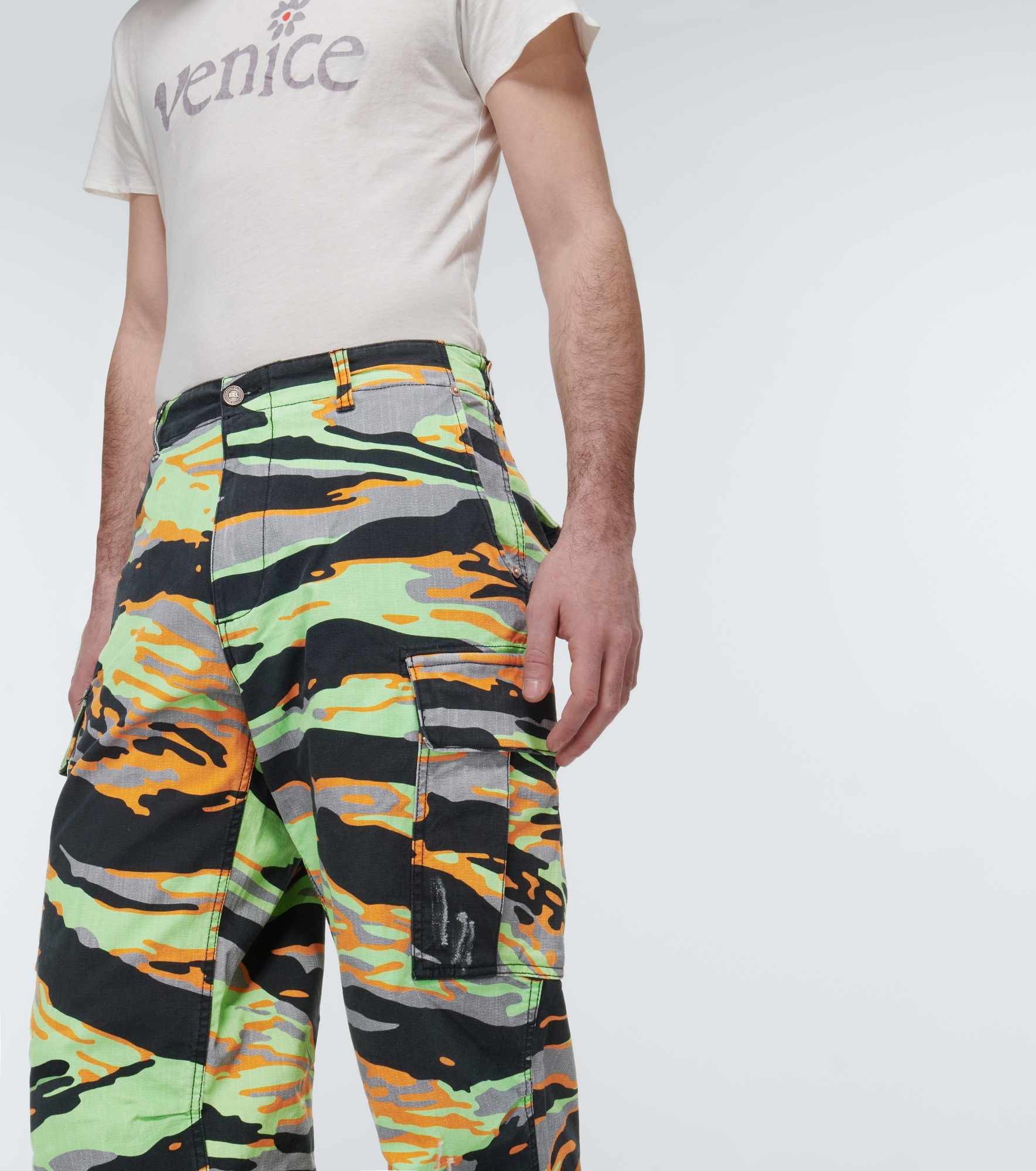 Printed cotton cargo pants - 5