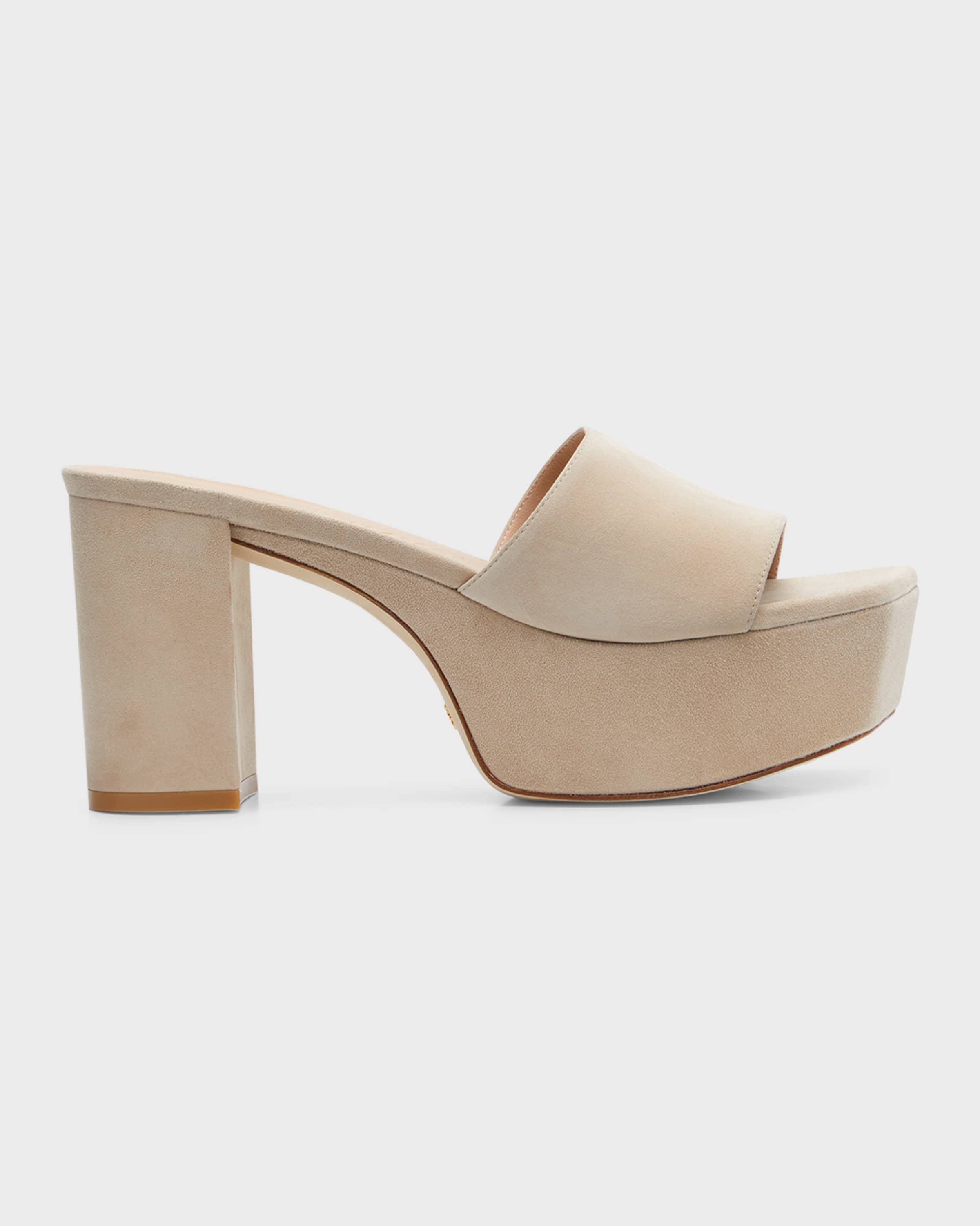 Square High Suede Platform Sandals - 1