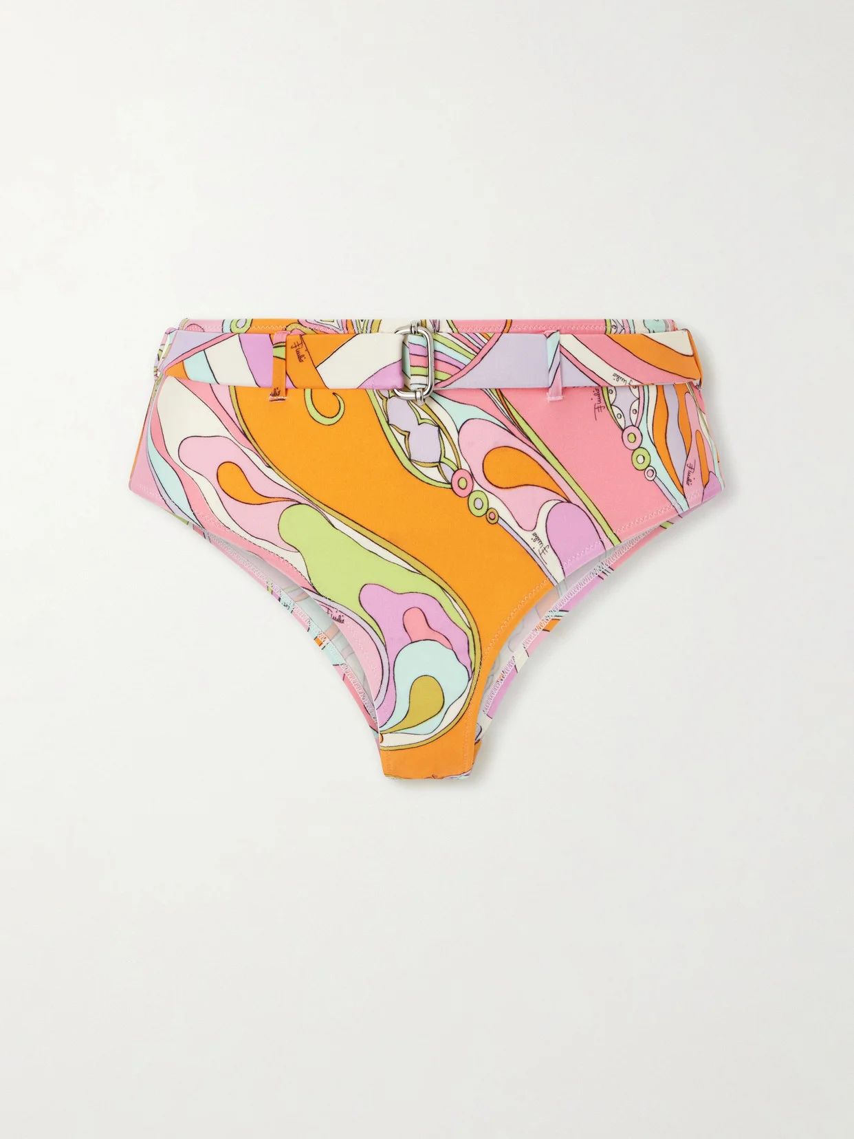 Printed Belted Bikini Briefs - 1