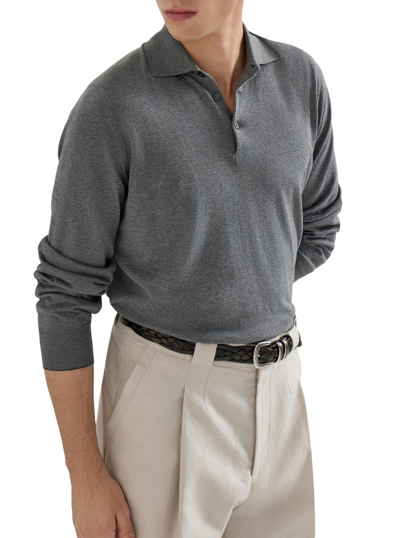 Men's Cotton Lightweight Knit Polo Shirt - Dark Grey 5
