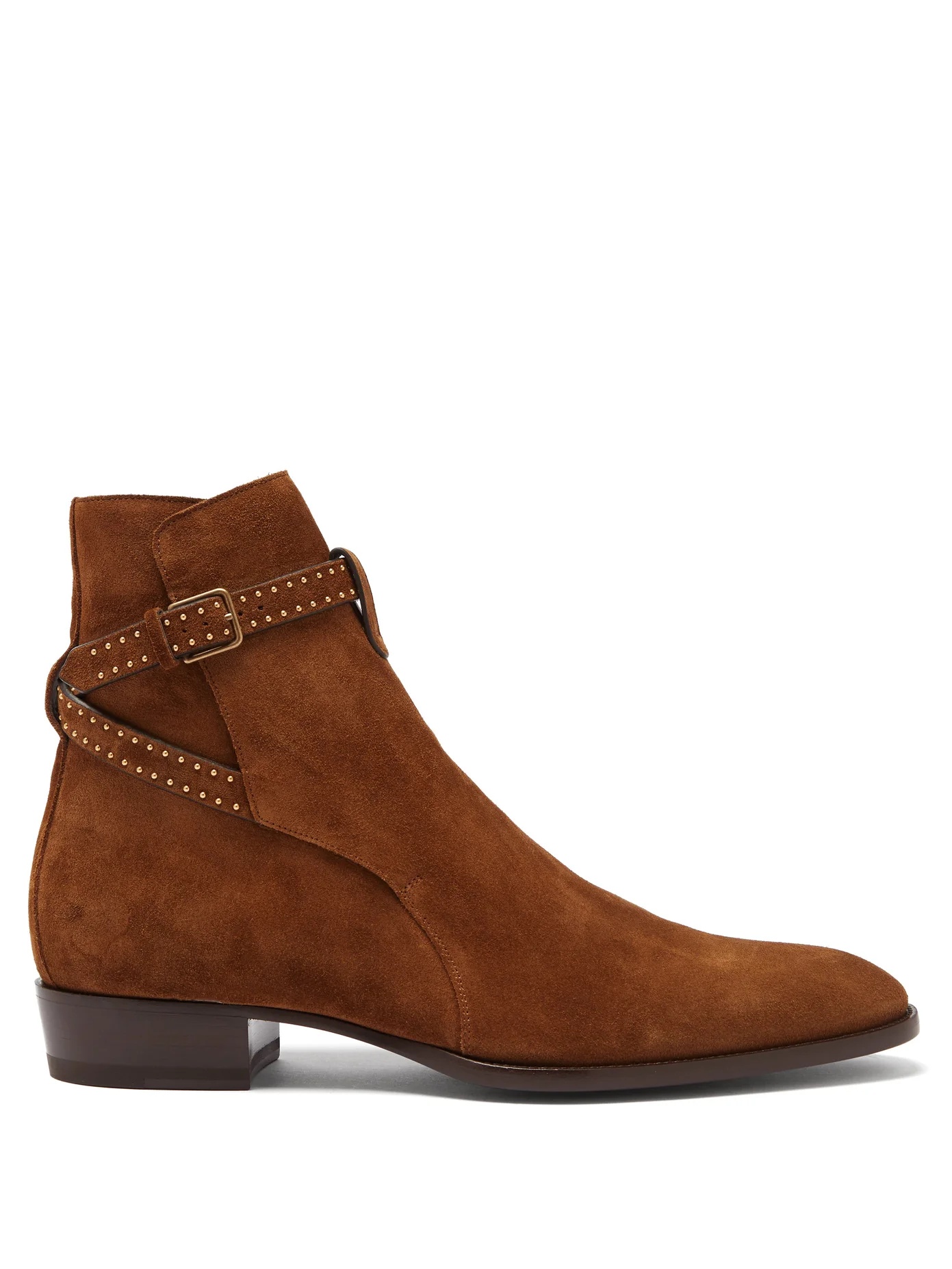 Wyatt studded point-toe suede boots - 1