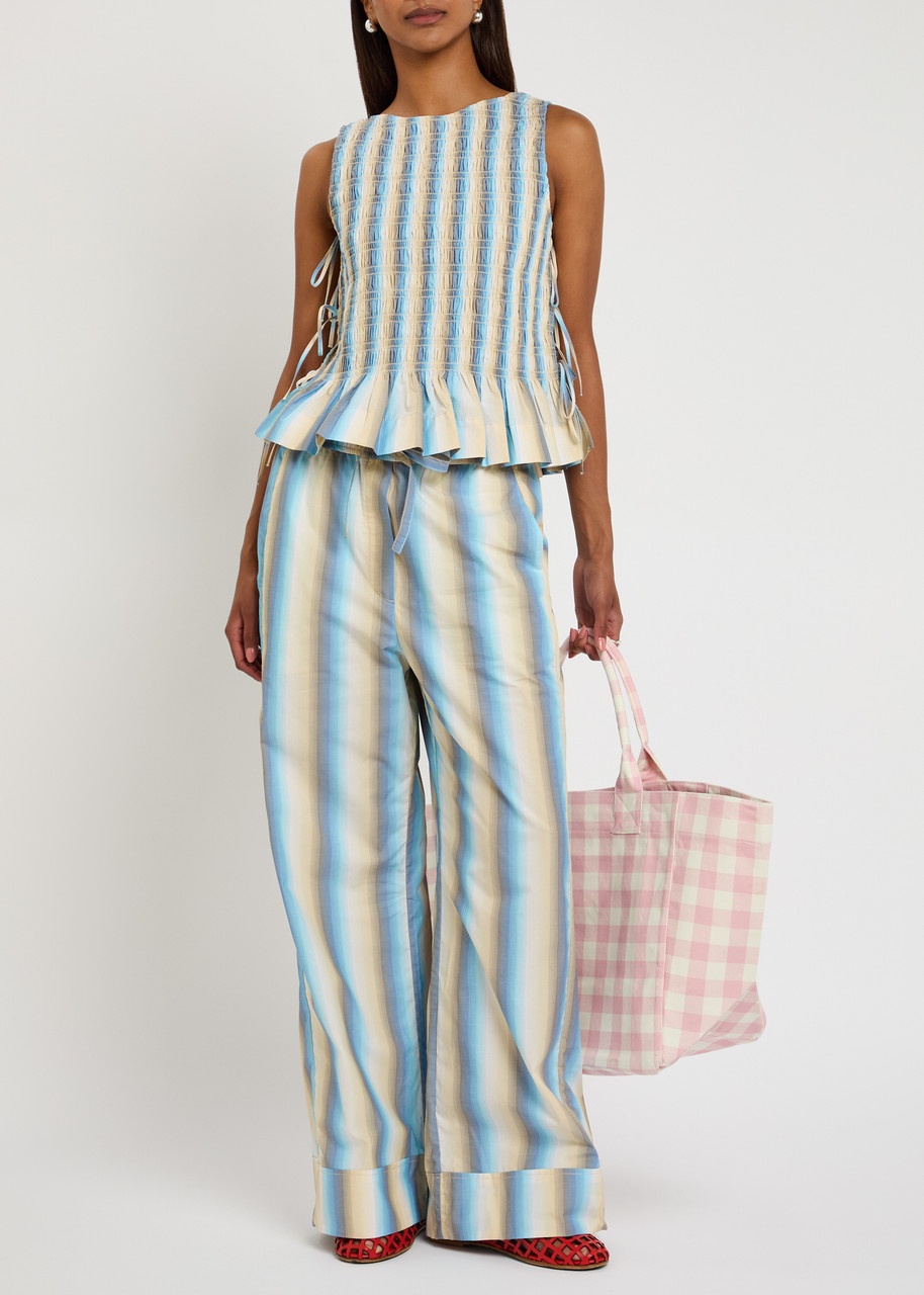 Ganni Ombre Stripe Cotton-poplin Trousers - 4