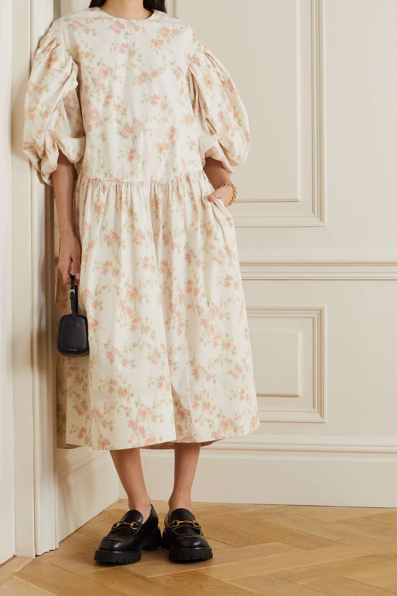 Oversized floral-print cotton midi dress - 2