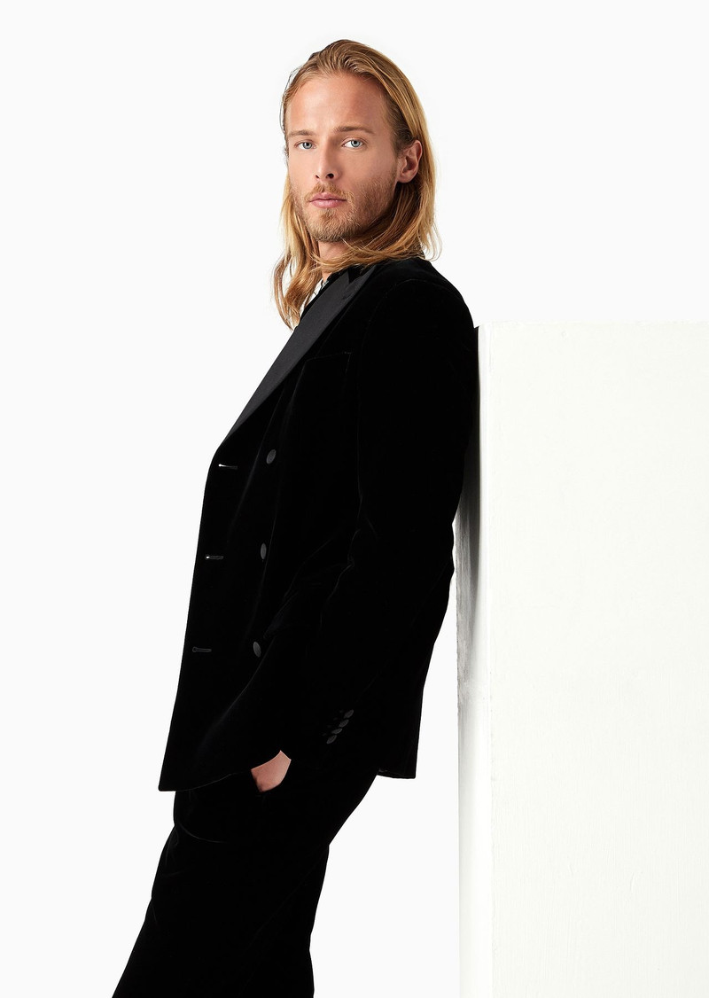 Madison line full-canvas velvet suit with a double-breasted jacket 5