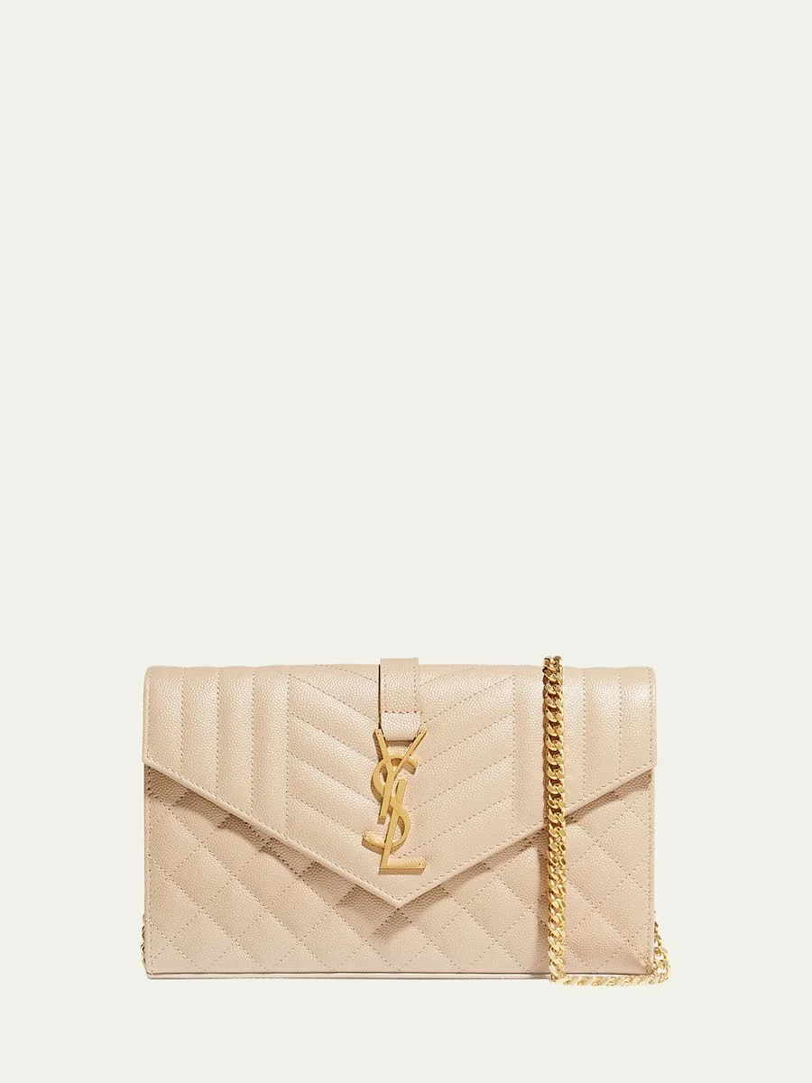YSL Tri-Quilted Wallet on Chain - 1