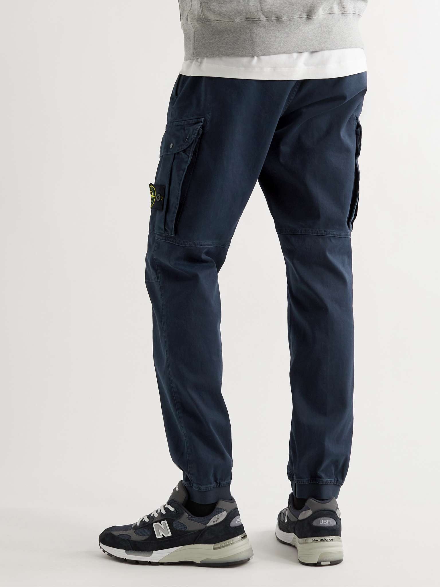 Tapered Logo-Appliquéd Garment-Dyed Cotton-Blend Cargo Trousers - 4