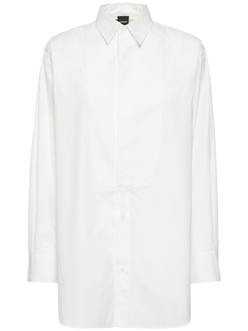 Cotton poplin oversized plastron shirt - 1