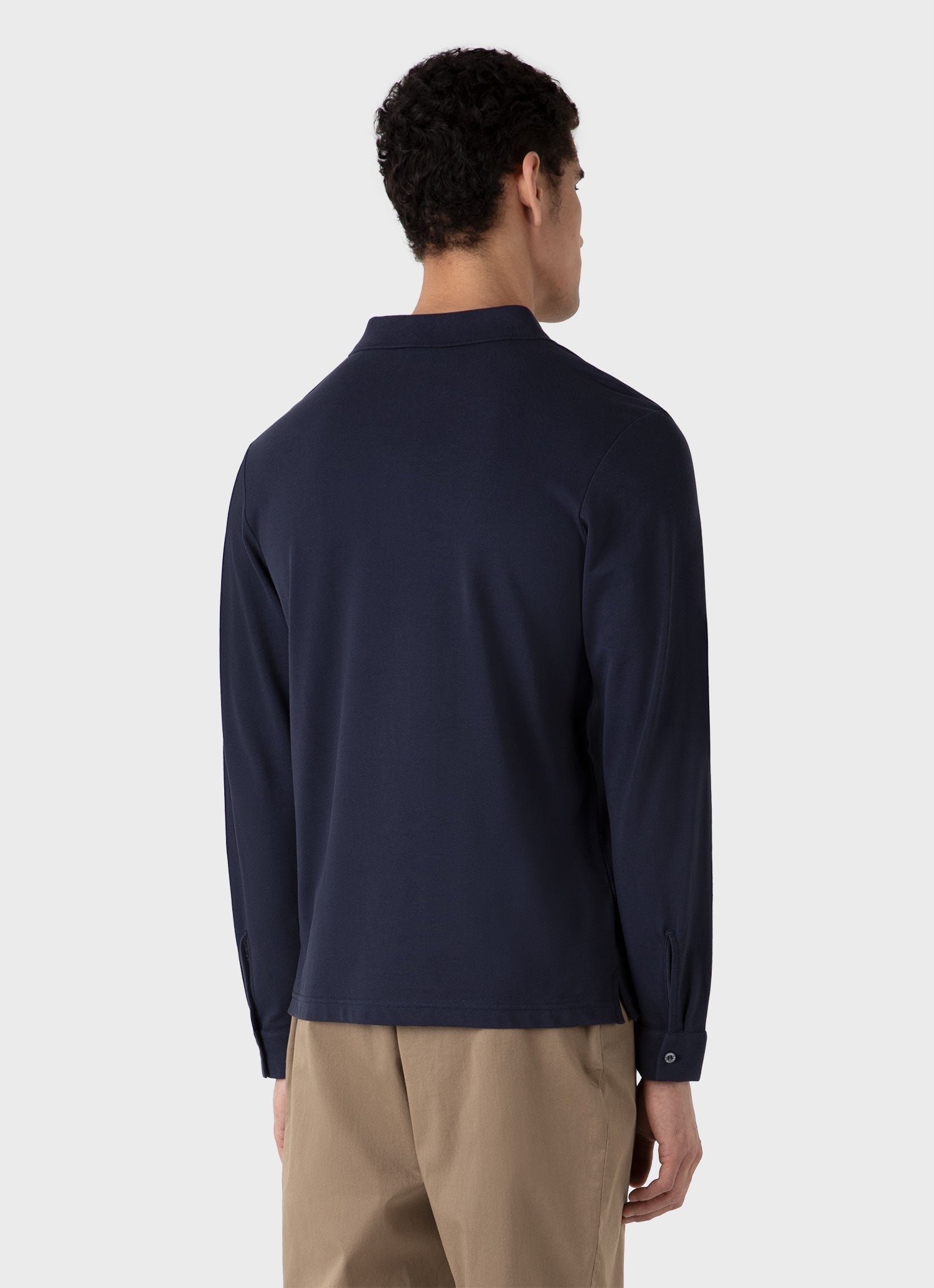 Long Sleeve Piqué Polo Shirt - 5