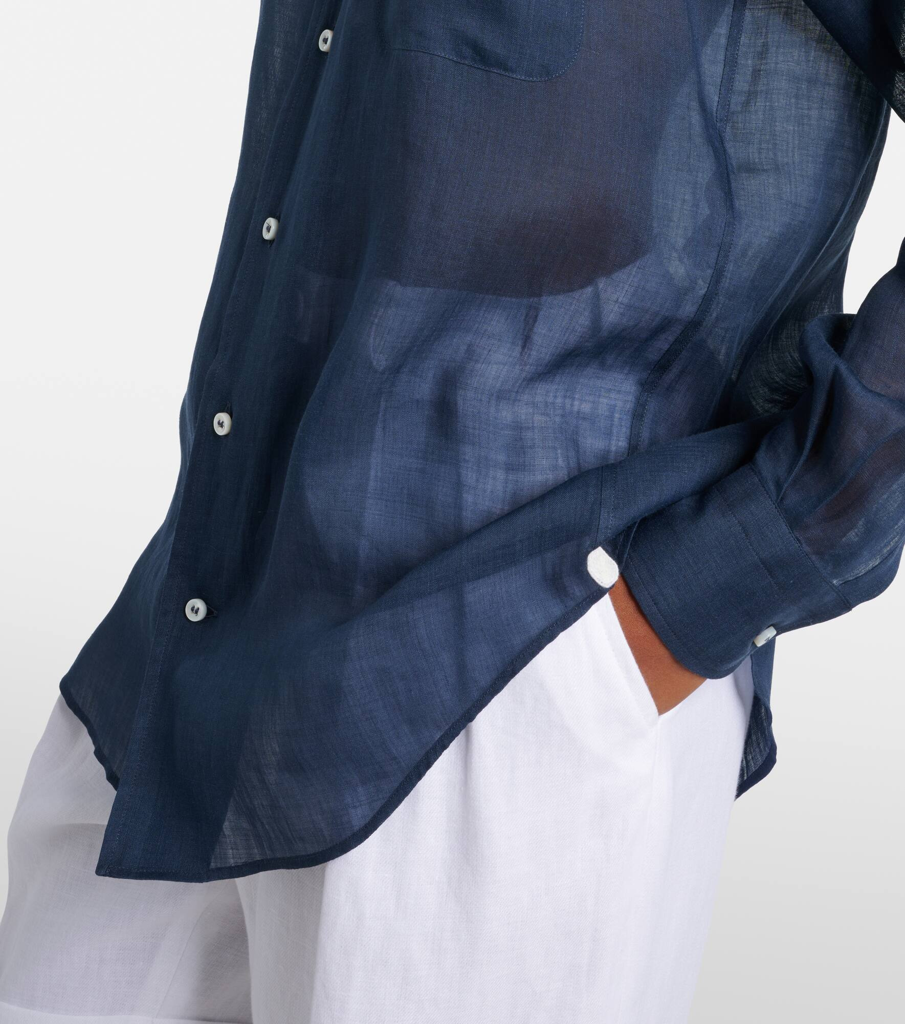 Semi-sheer ramie shirt - 5