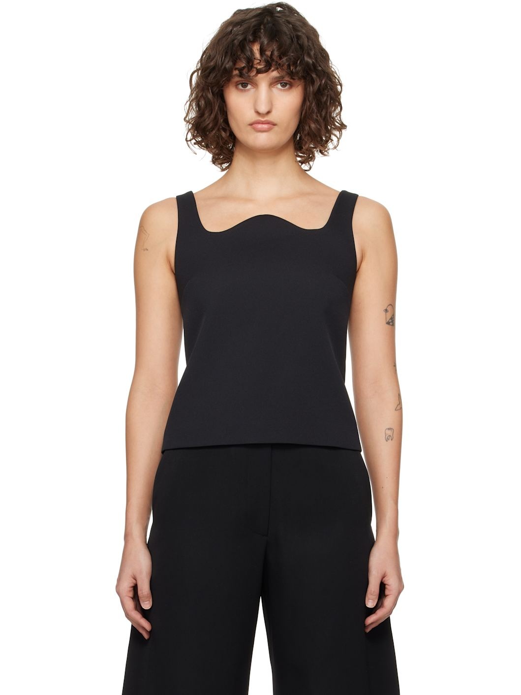 Black RC Signature Curved Neck Top - 1