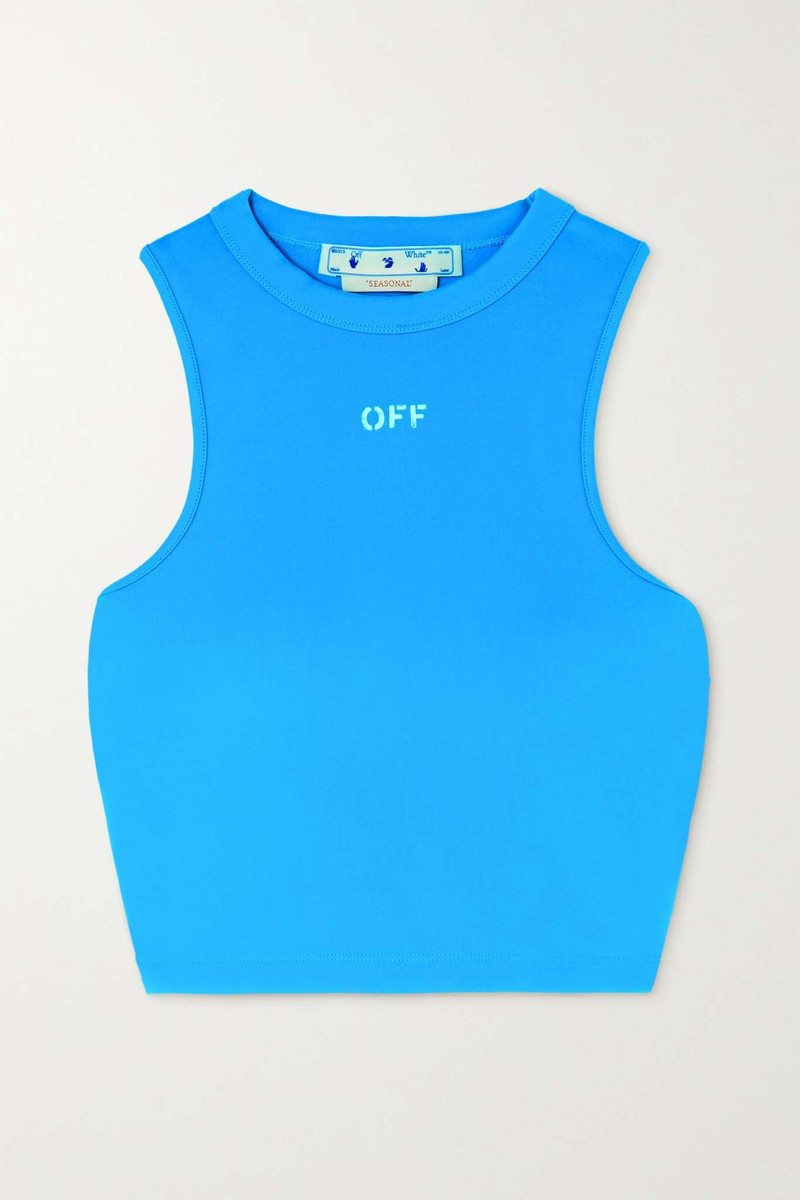 Cropped printed ribbed jersey tank 1