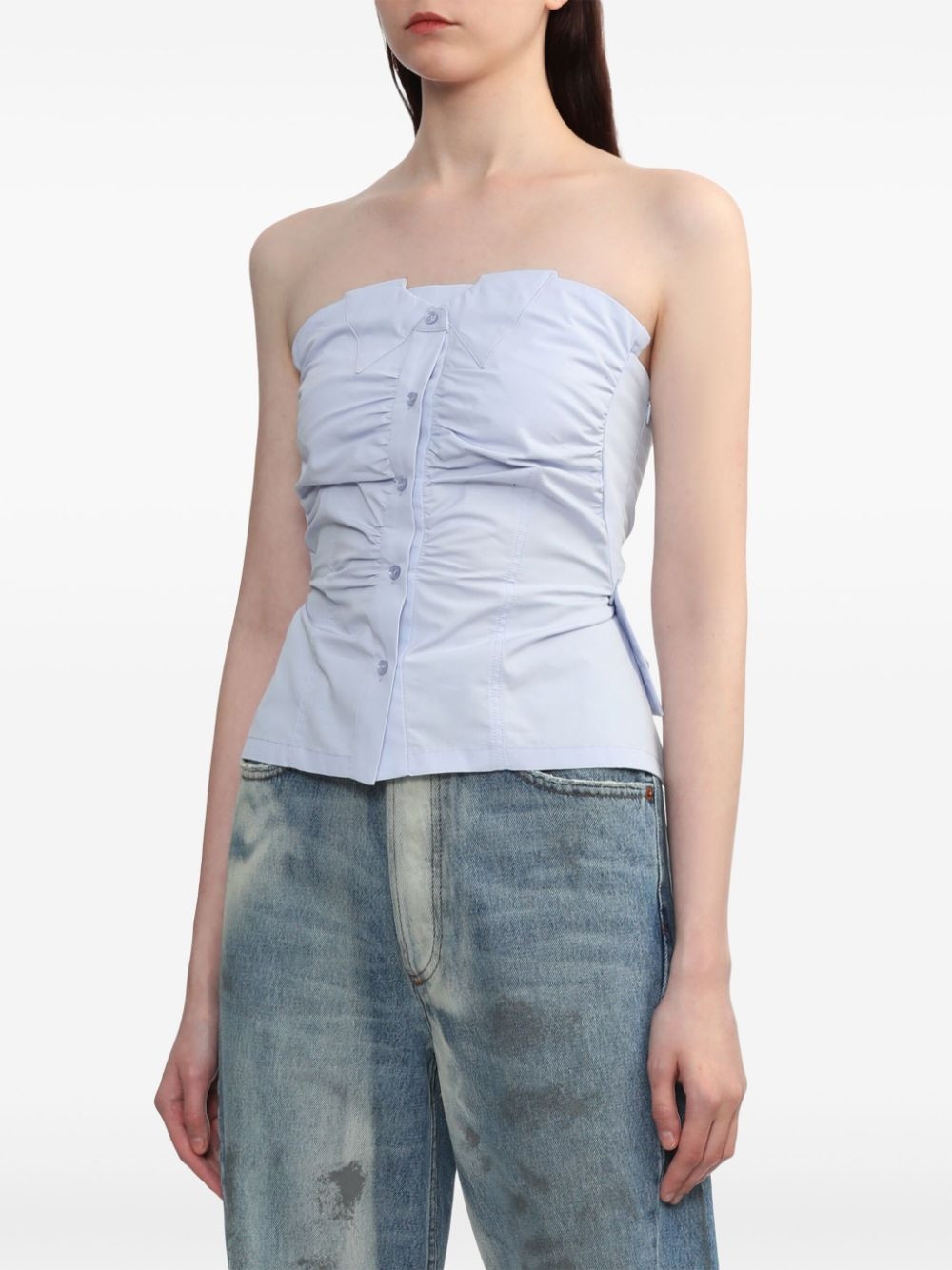 button-up strapless top - 3