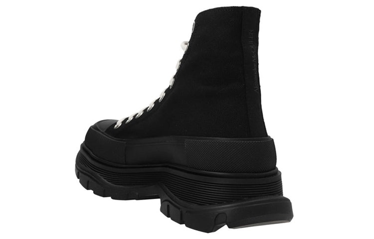 Alexander McQueen Tread Slick Canvas High Top Sneakers 'Black White' 705659W4MV21000 - 3